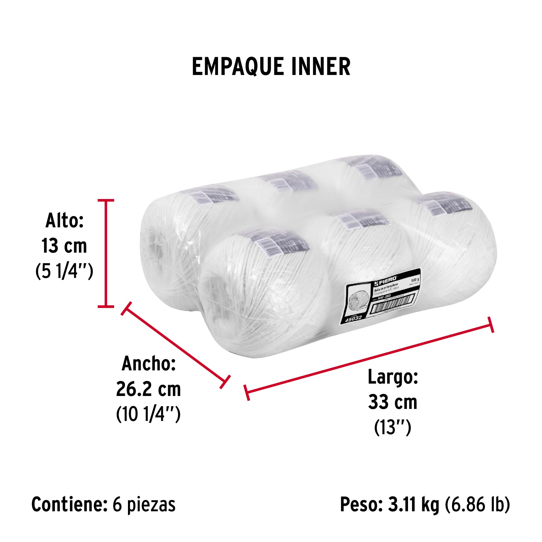 Rollo de rafia de 230 m color blanco calibre 2.2 g/m, FIERO - Empaque