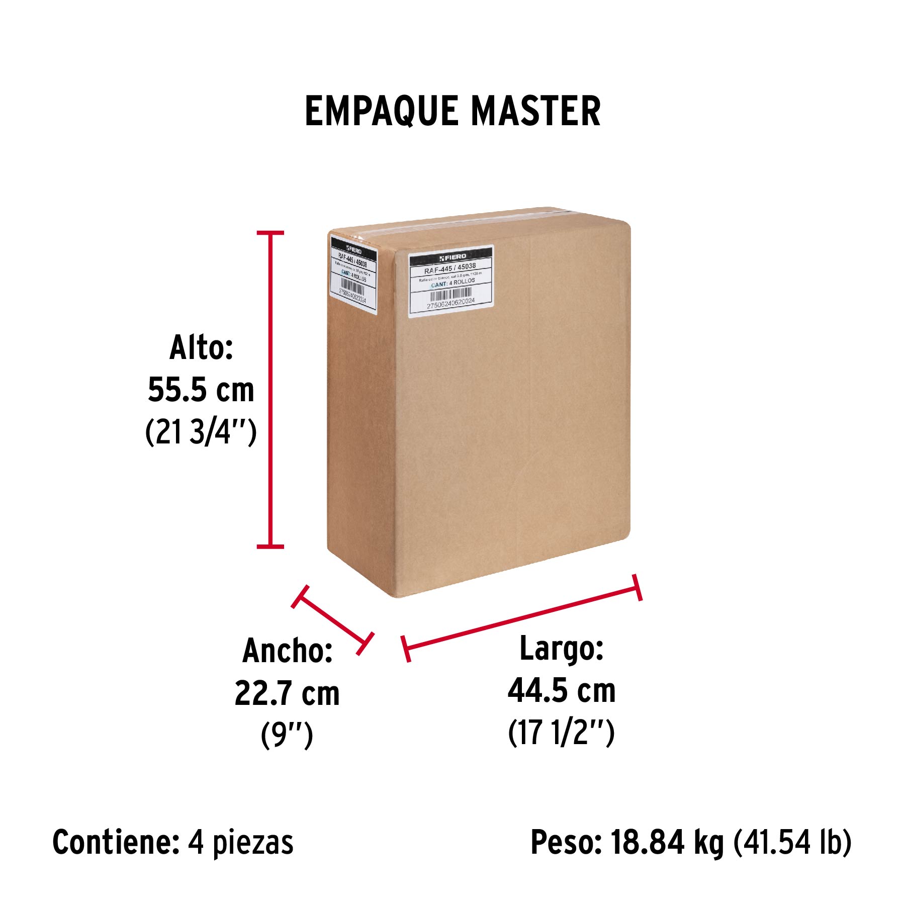 Rollo de rafia de 1125 m color blanco calibre 3.8 g/m - Empaque