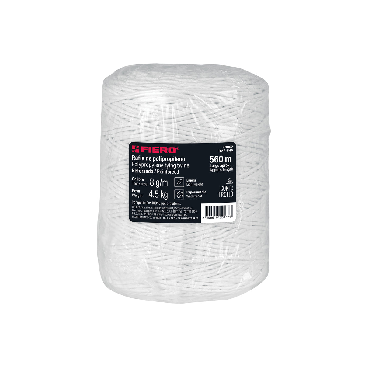 Rollo de rafia de 562 m color blanco calibre 8 g/m, FIERO