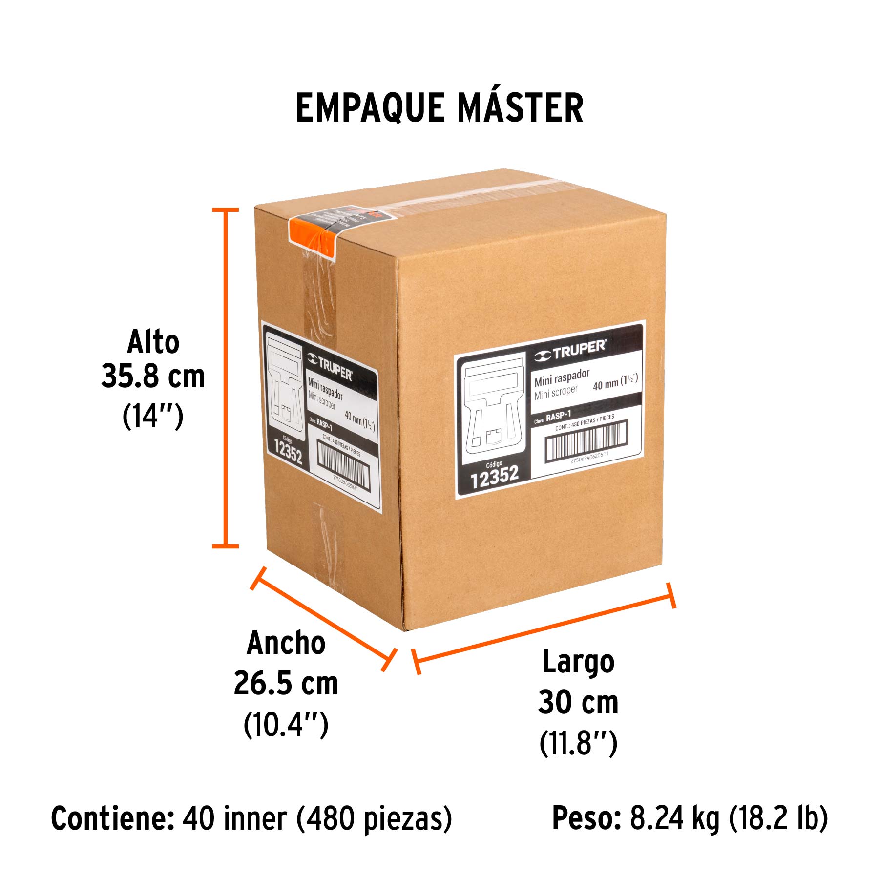 Minirraspador plástico con cuchilla de 1-1/2", TRUPER - Empaque