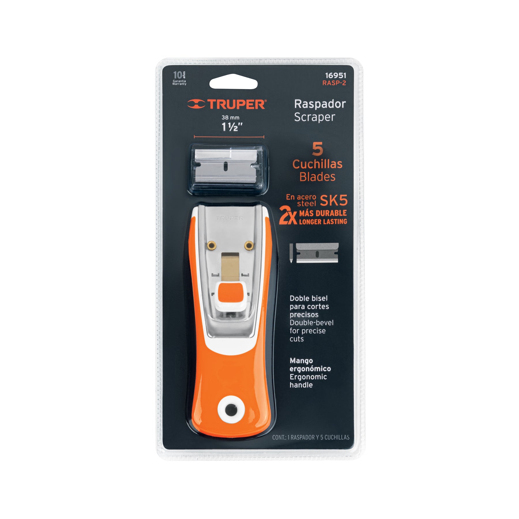 Raspador con cuchillas de 1-1/2", mango ergonómico, TRUPER