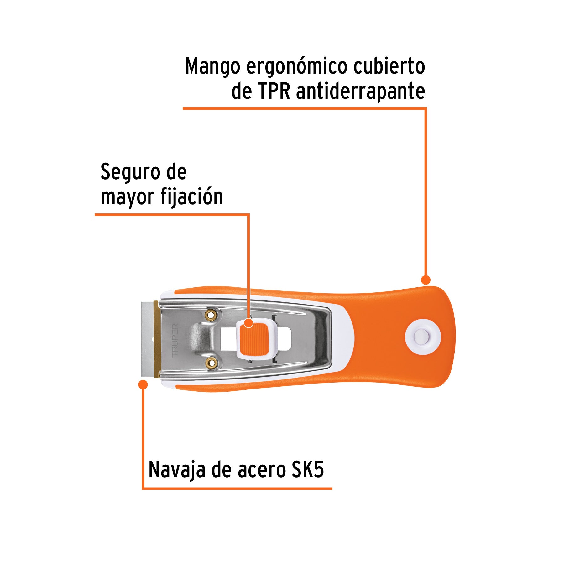 Raspador con cuchillas de 1-1/2", mango ergonómico, TRUPER