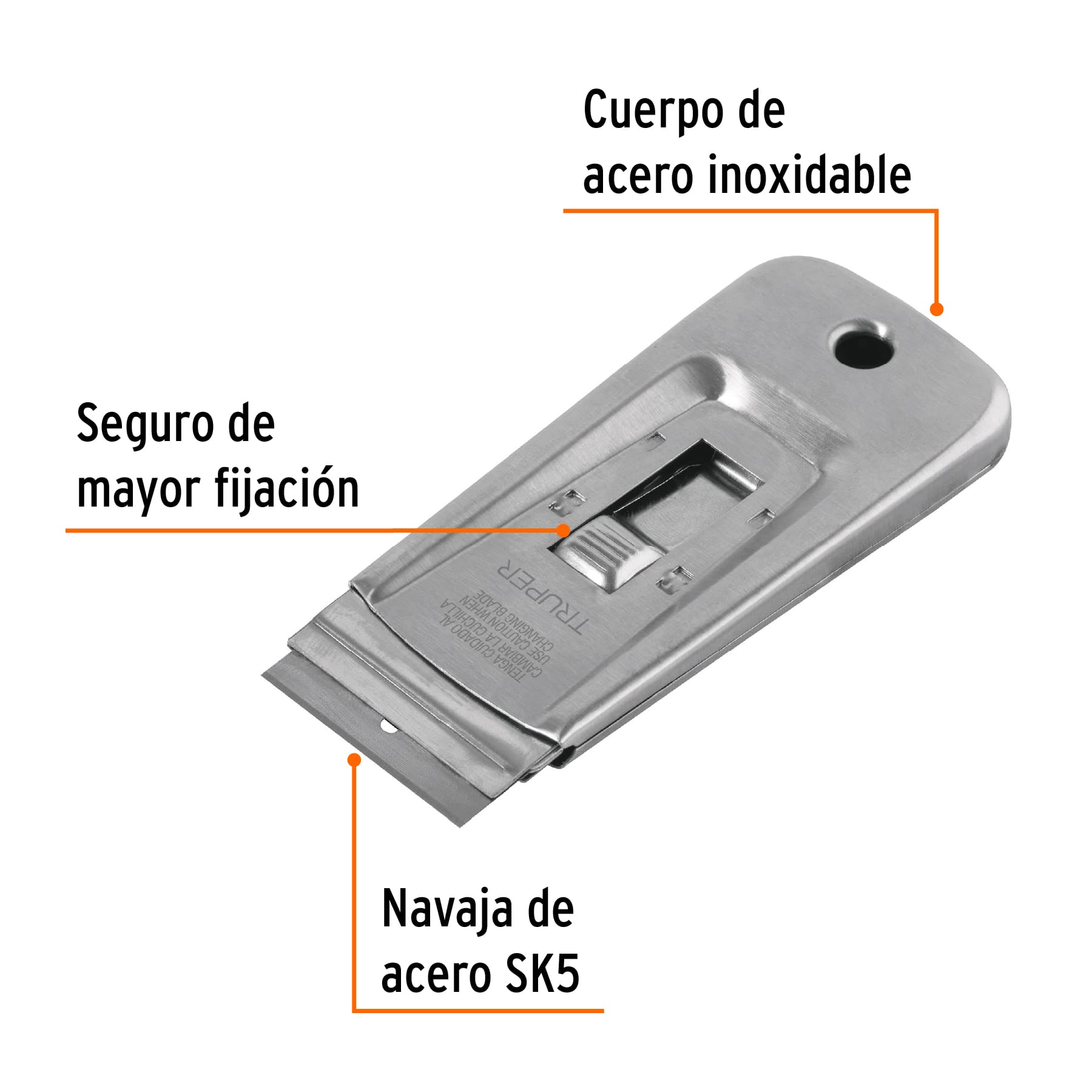 Raspador de acero inoxidable con cuchillas de 1-1/2", TRUPER