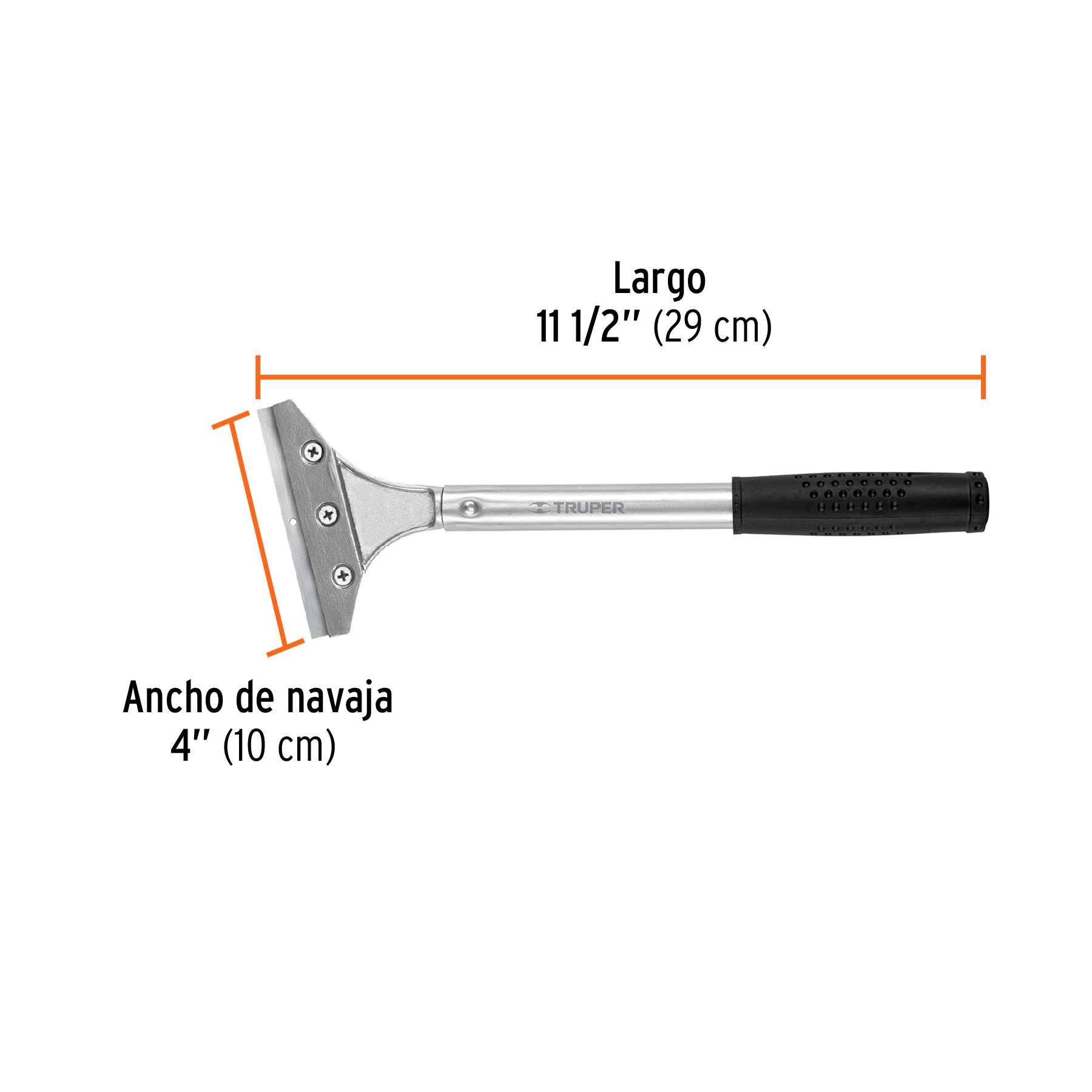 Raspador de acero con mango y cuchilla de 4", TRUPER