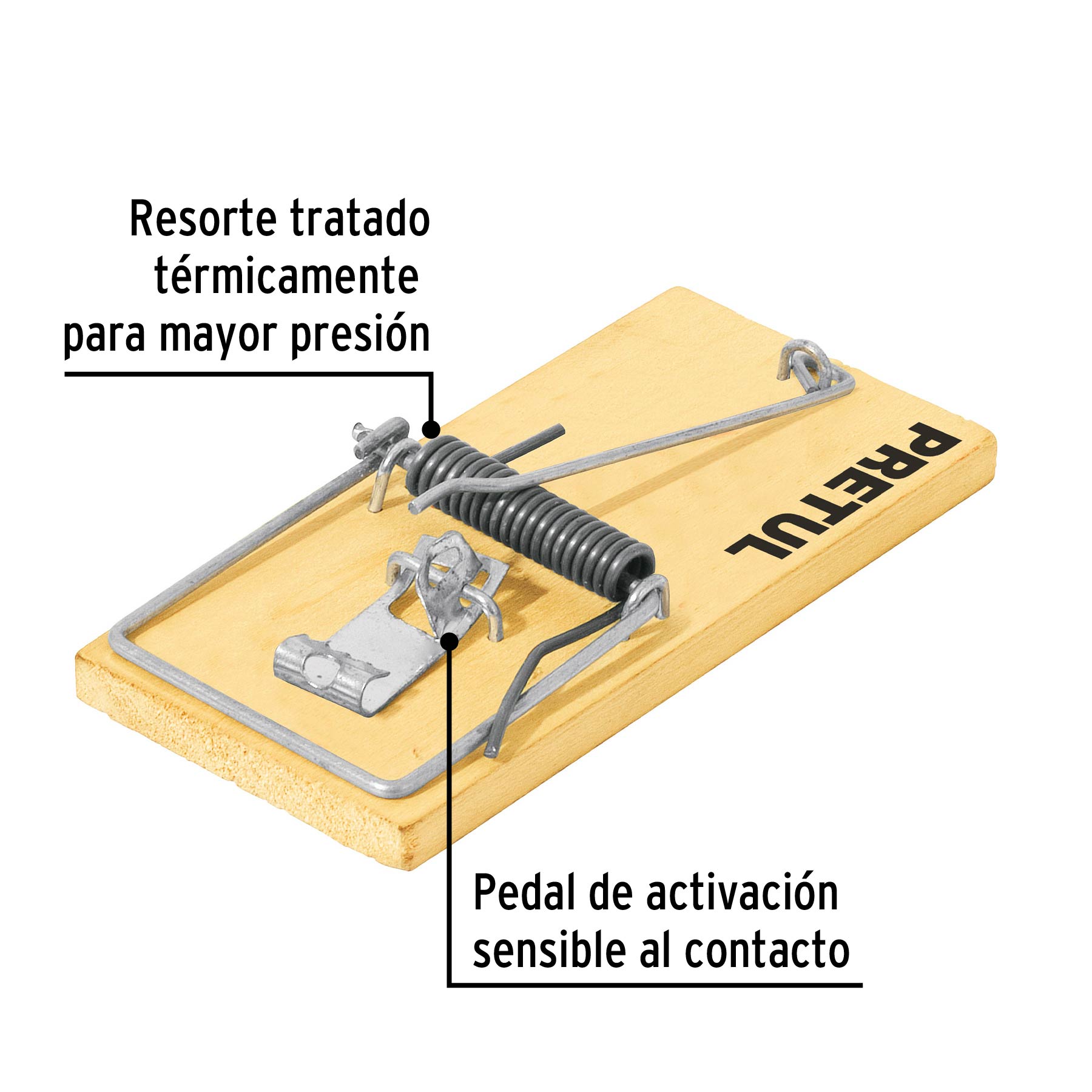 Trampa de madera de 4" para ratón, 2 piezas, PRETUL