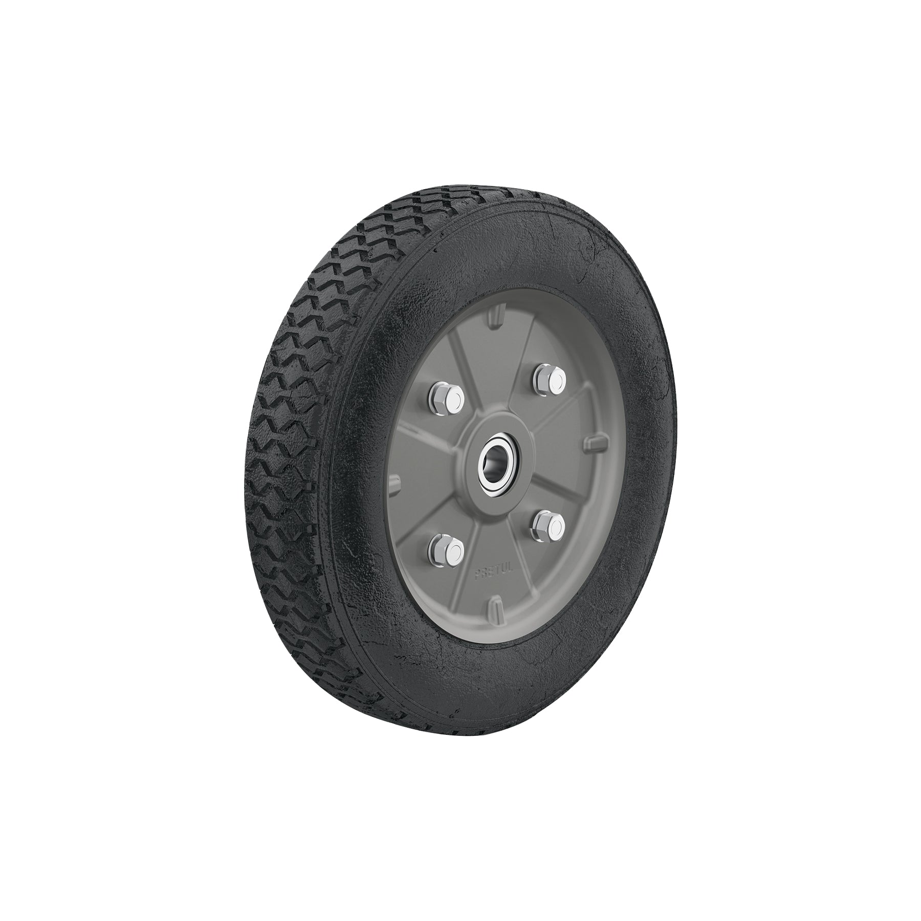 Rueda de hule sólido 10" para diablo, doble balero, PRETUL