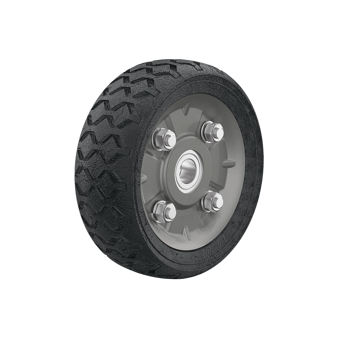 Rueda de hule sólido 6" para diablo, doble balero, PRETUL