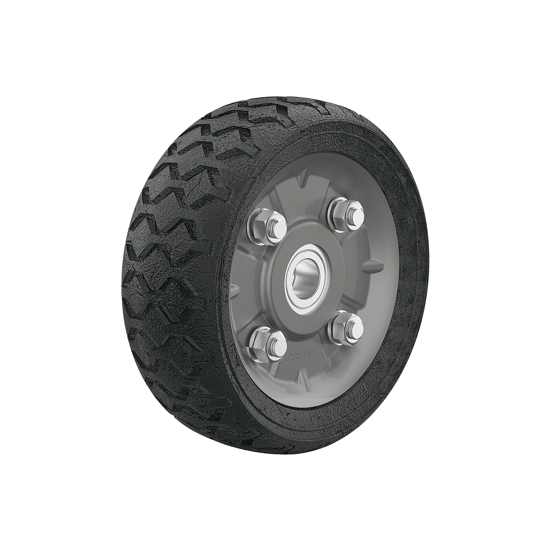 Rueda de hule sólido 6" para diablo, doble balero, PRETUL