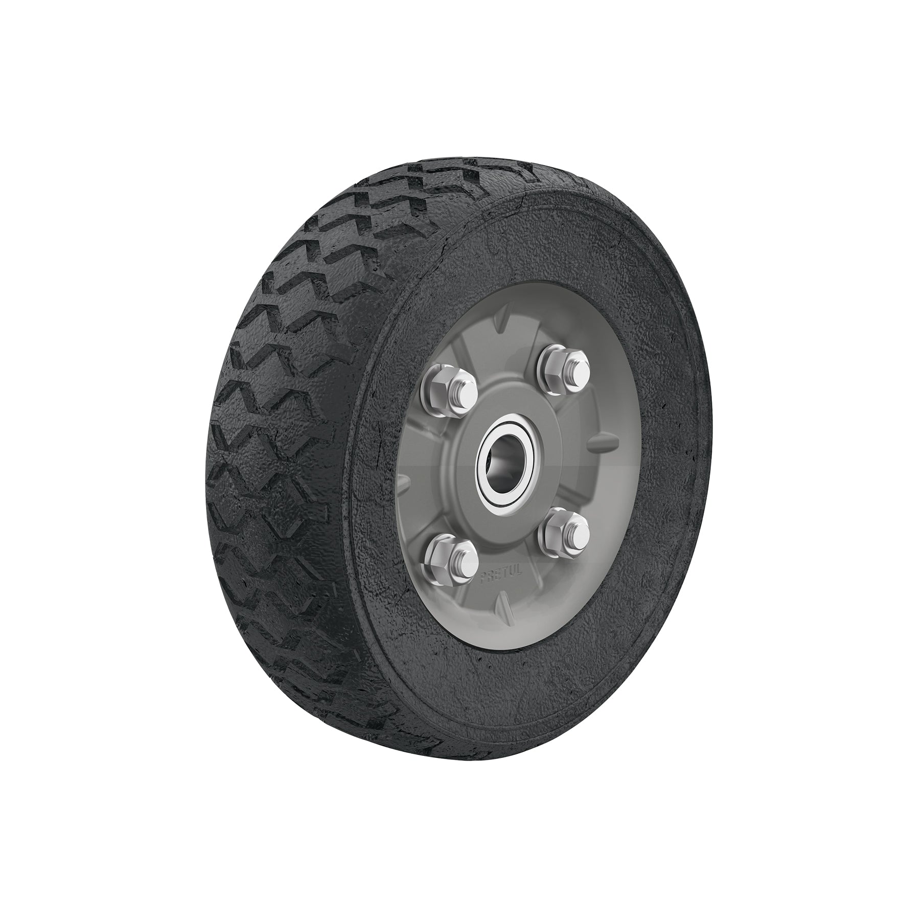 Rueda de hule sólido 7" para diablo, doble balero, PRETUL