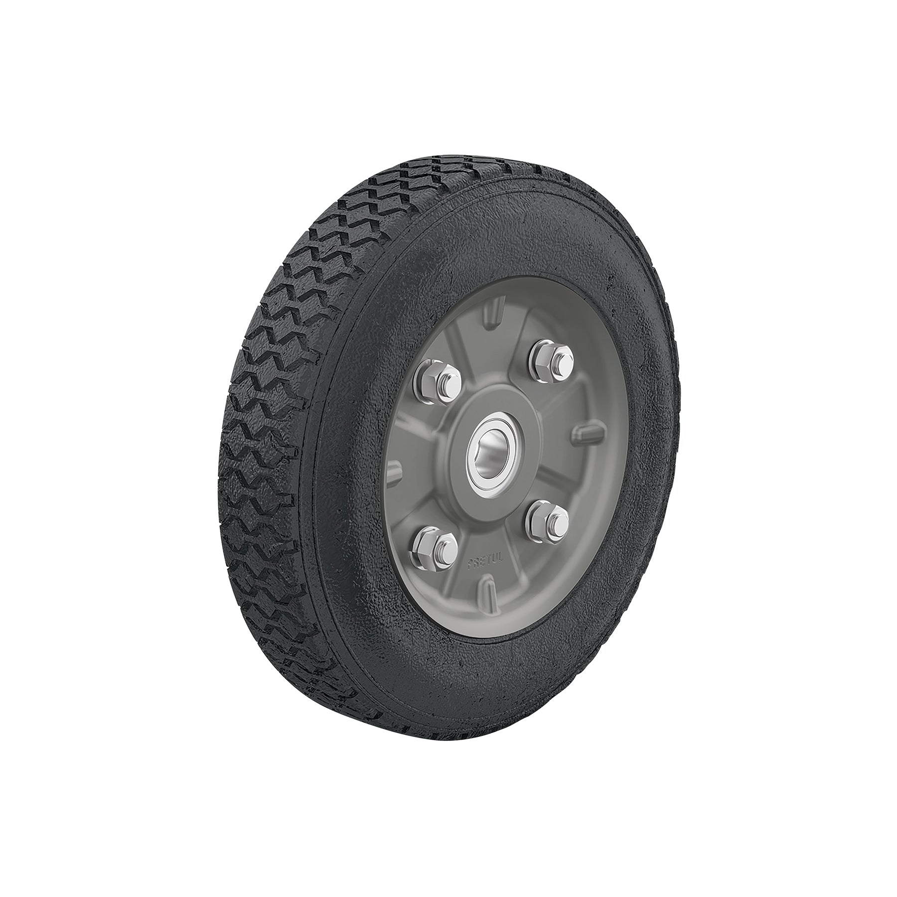 Rueda de hule sólido 8" para diablo, doble balero, PRETUL