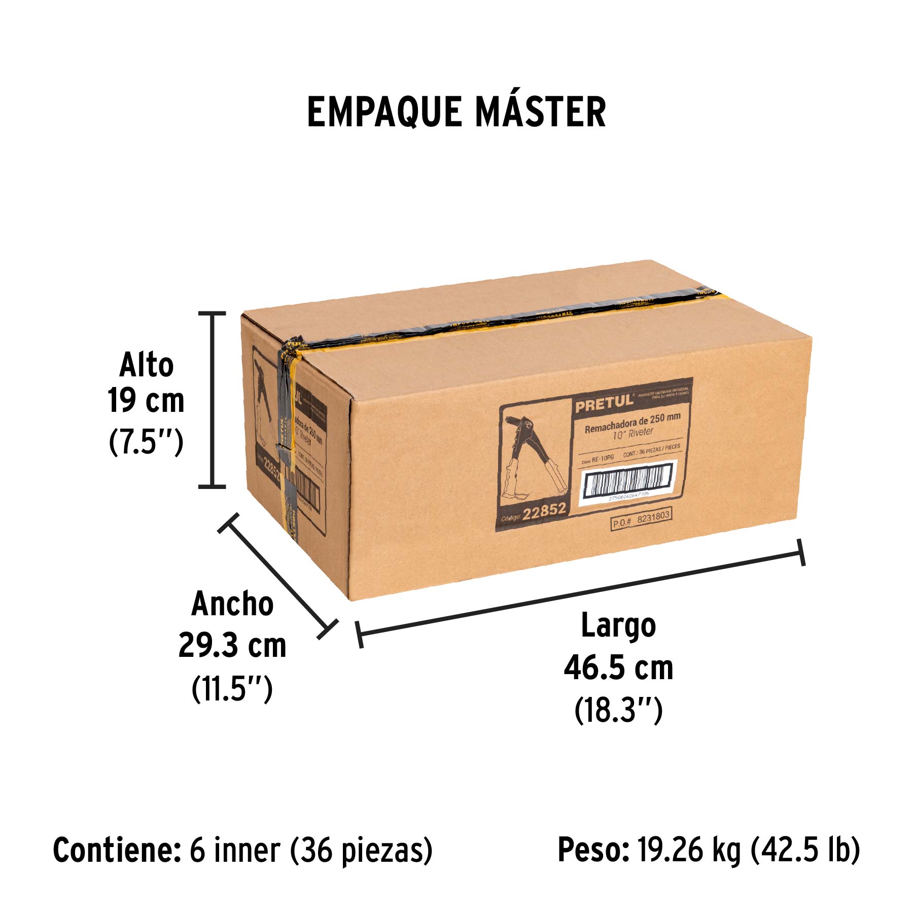 Remachadora 10", a granel, PRETUL - Empaque
