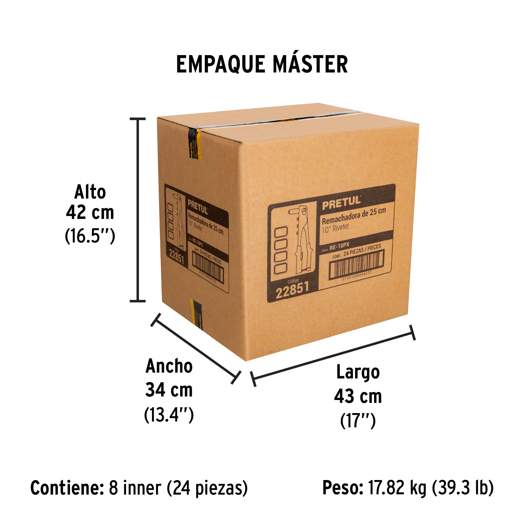 Remachadora 10" con remaches, PRETUL - Empaque
