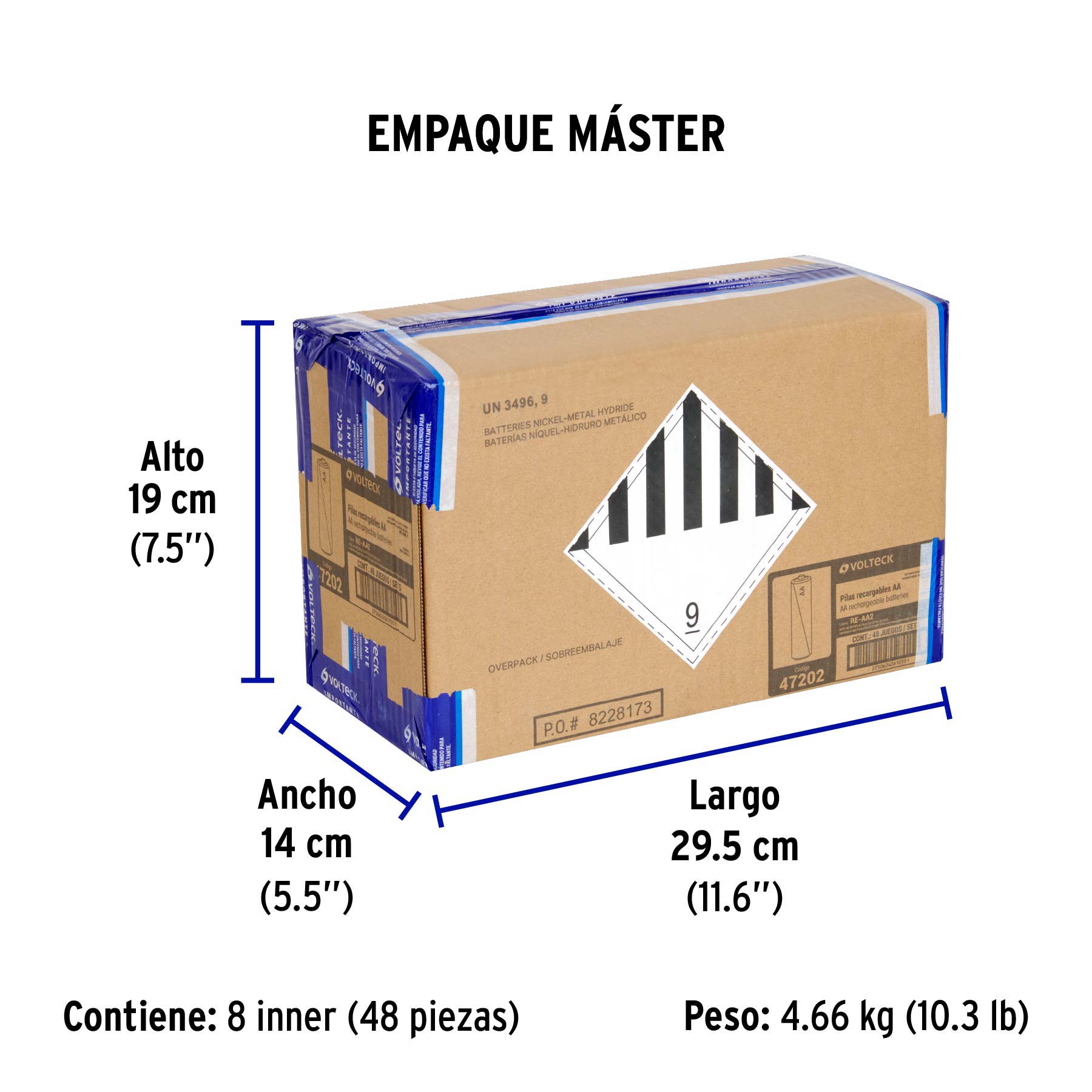 Blíster con 4 pilas recargables AA uso general, 1300 mAh - Empaque
