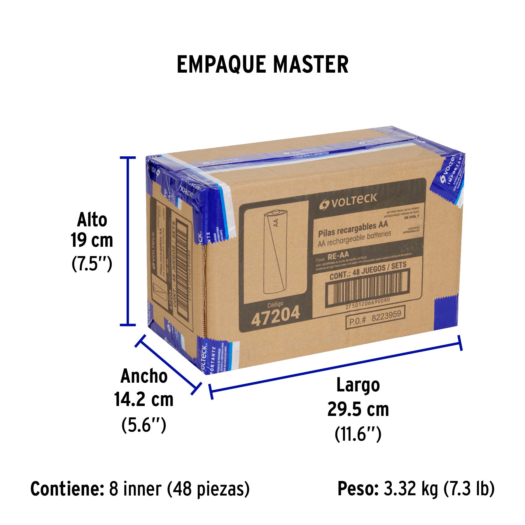 Blíster con 2 pilas recargables AA larga duración, 2500 mAh - Empaque
