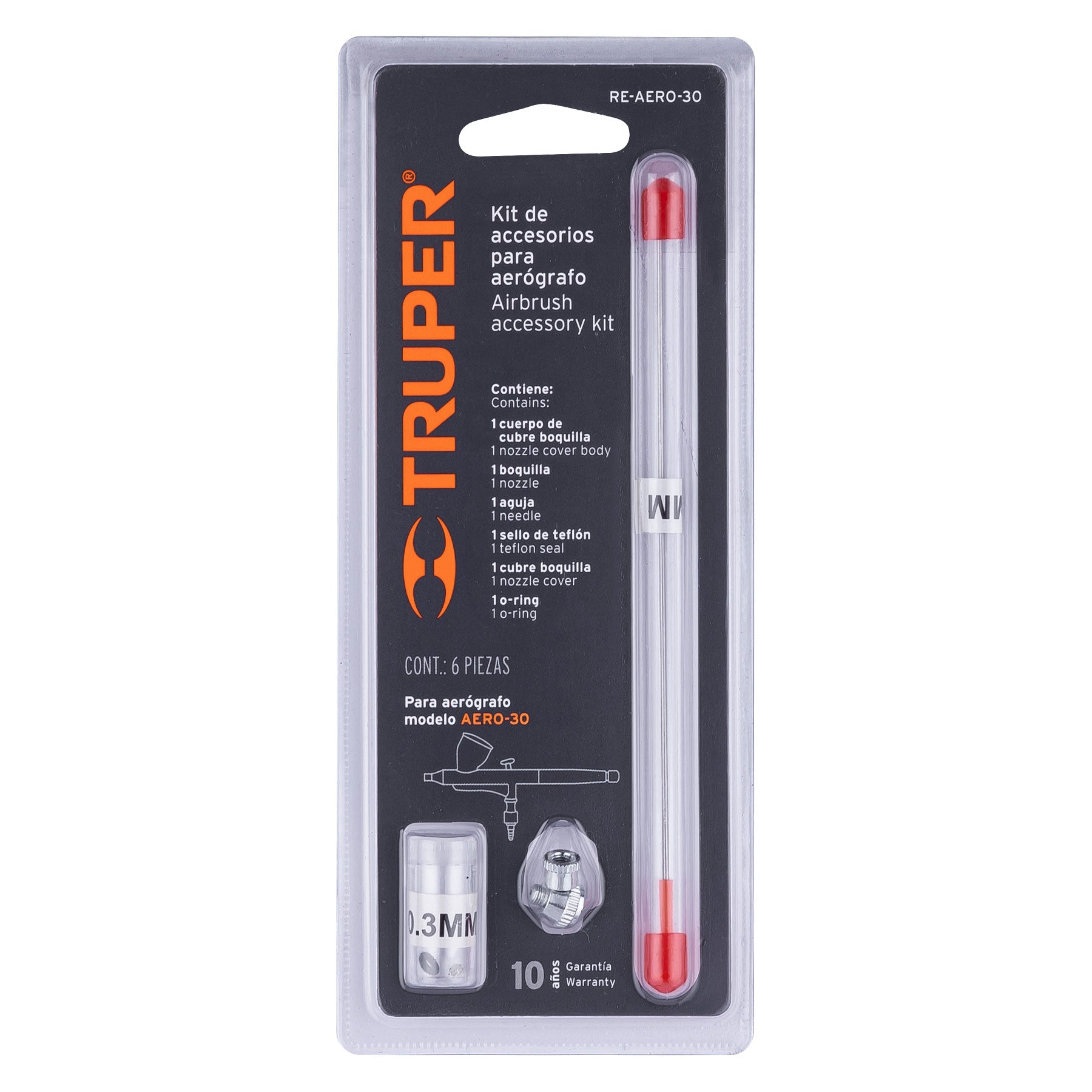 Kit de 5 accesorios para aerógrafo AERO-30, TRUPER