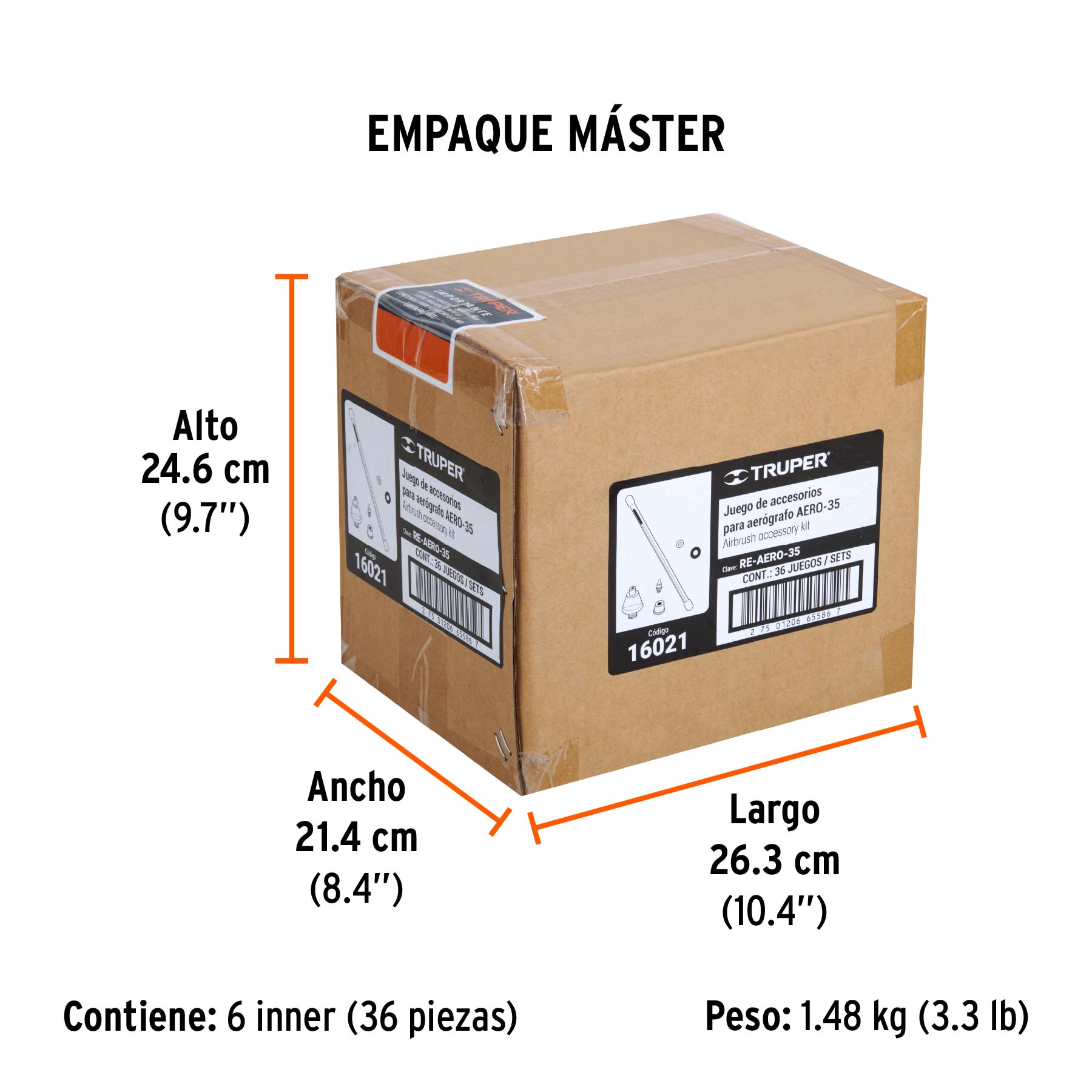 Kit de 5 accesorios para aerógrafo AERO-35, TRUPER - Empaque