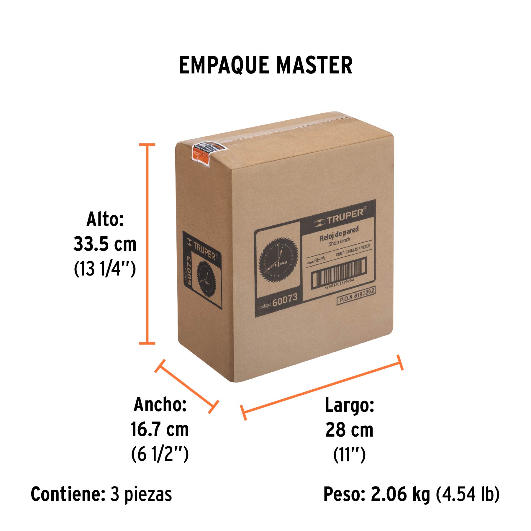 Reloj de pared, TRUPER - Empaque