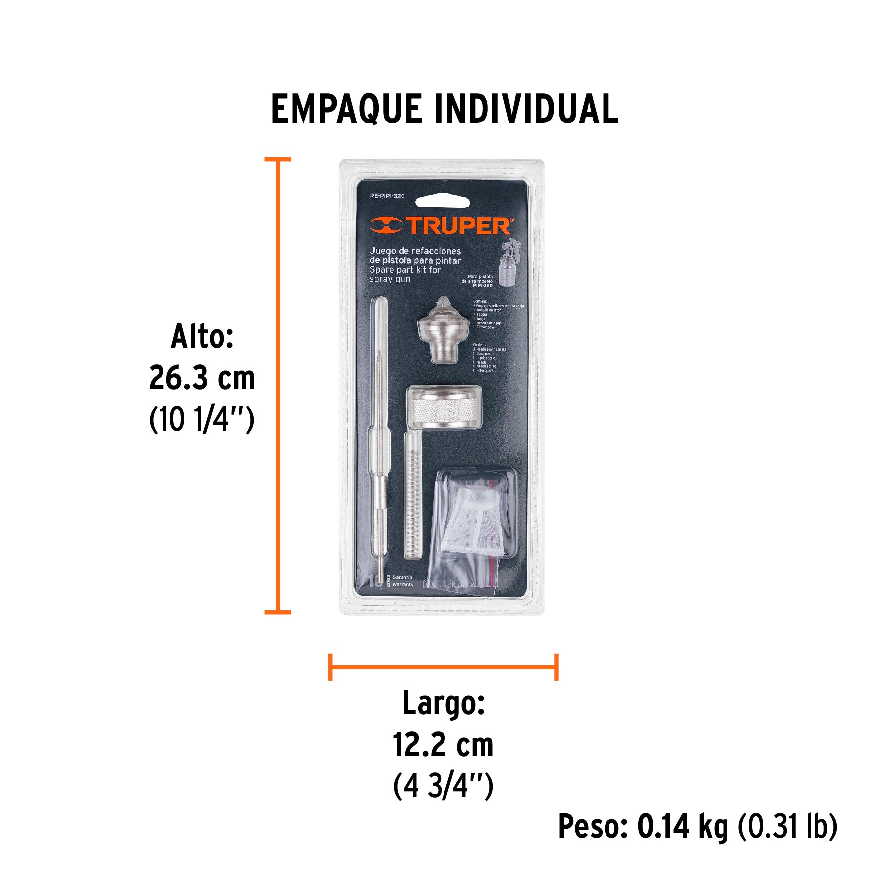 Repuestos de pistolas para pintar, PIPI-320, TRUPER - Empaque