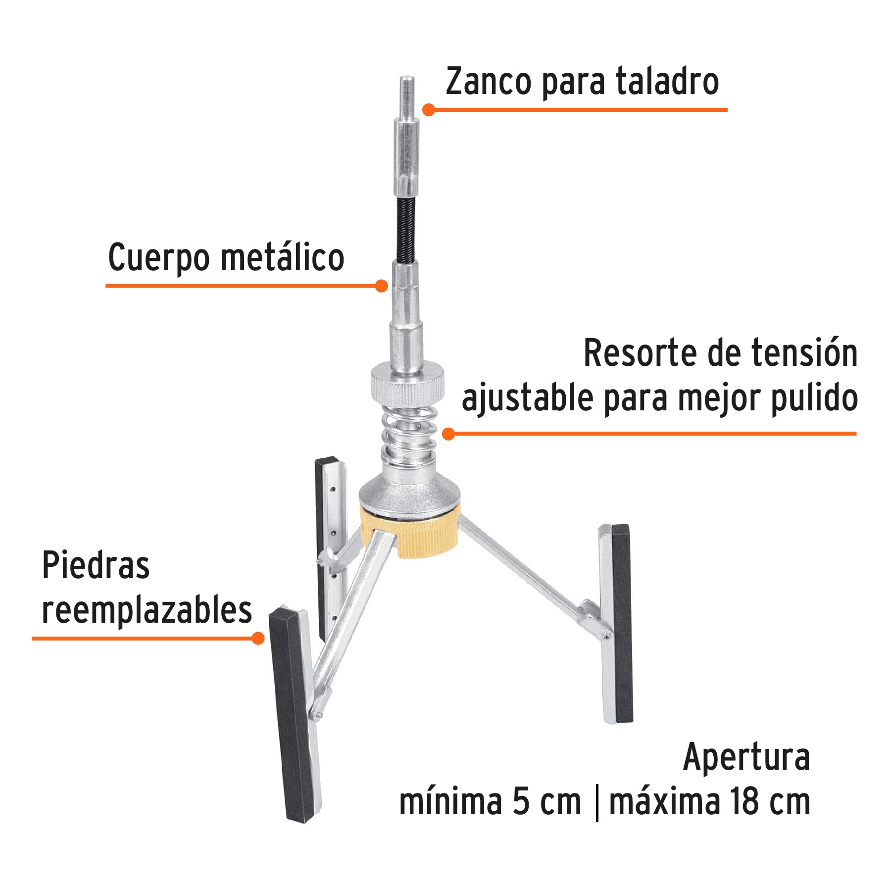 Bruñidora para cilindro de motor, 5 a 18 cm, TRUPER