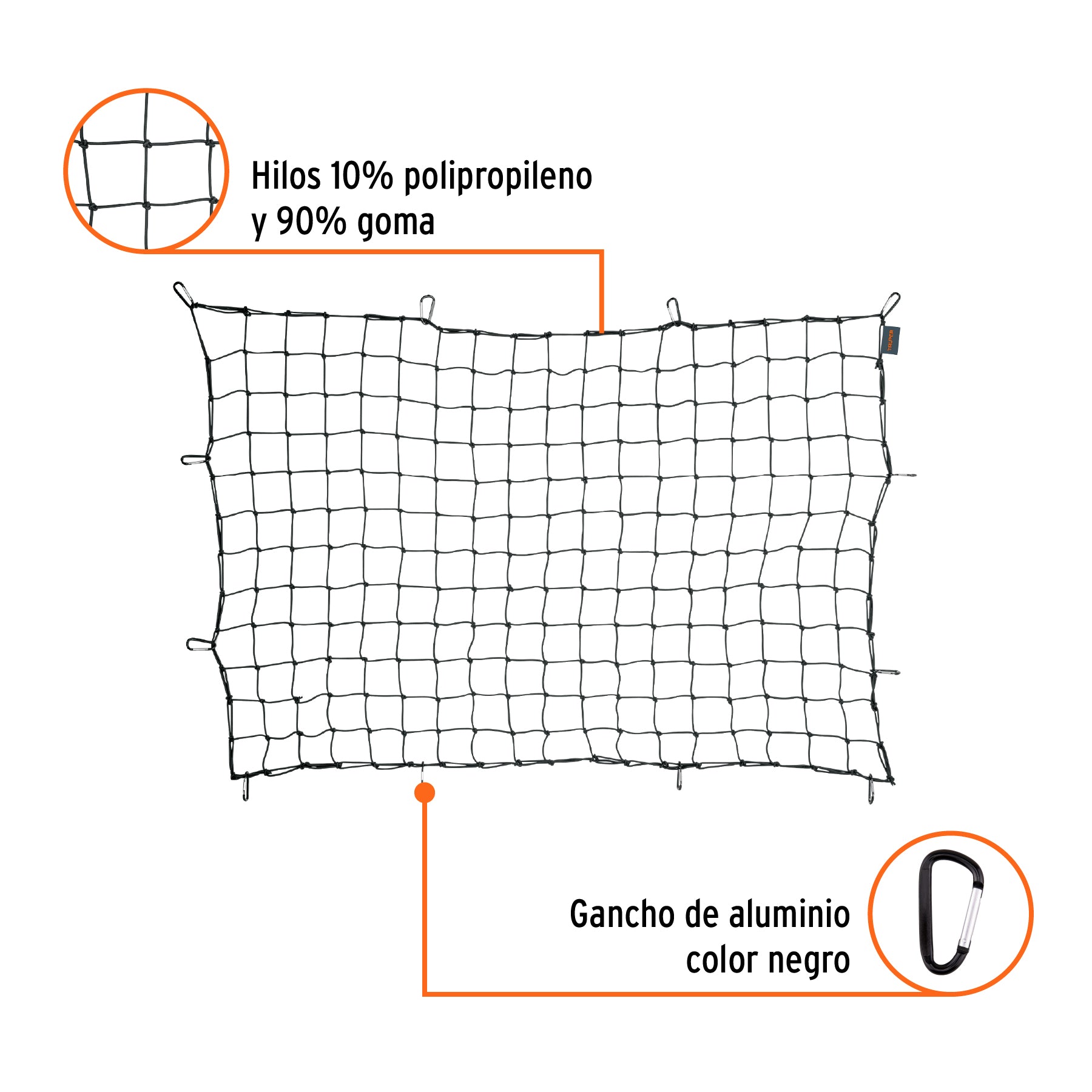 Red de carga de 1.8m x 1.2m para camioneta de 1.5 Ton,TRUPER