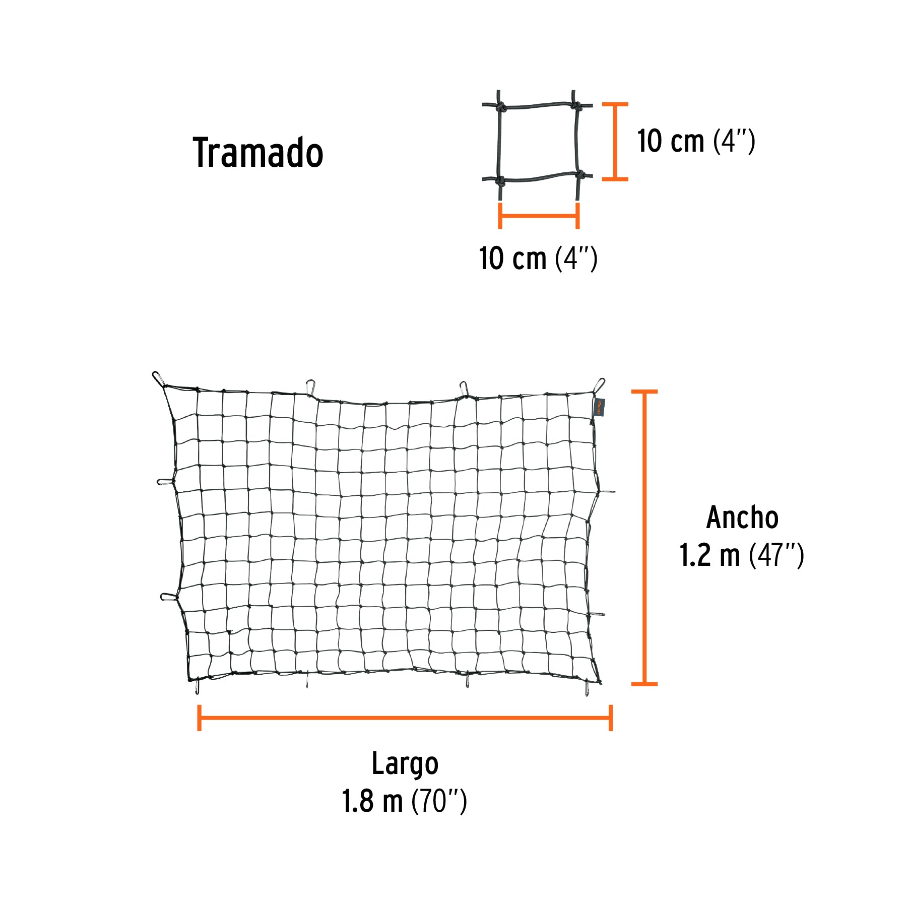 Red de carga de 1.8m x 1.2m para camioneta de 1.5 Ton,TRUPER