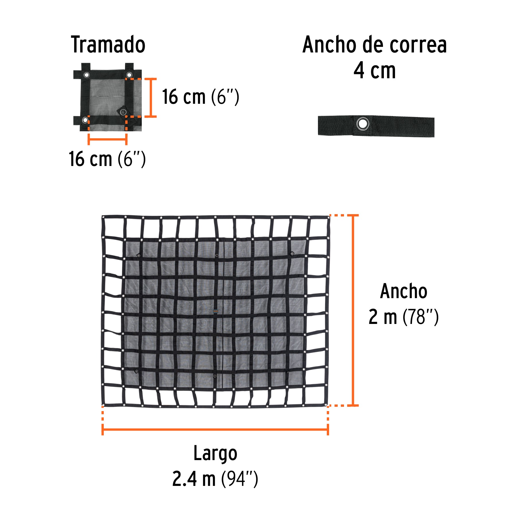 Red de carga de 2.4m x 2m para camioneta de 3.5 Ton, TRUPER
