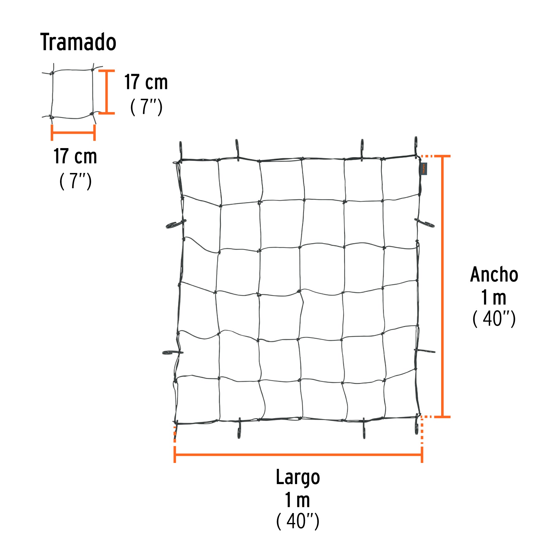Red de carga de 1 m x 1 m para porta equipaje, TRUPER