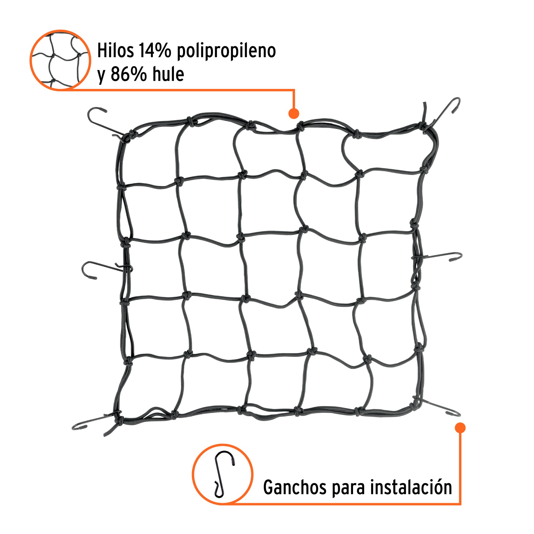 Red de carga de 40 cm x 40 cm para motocicleta, TRUPER