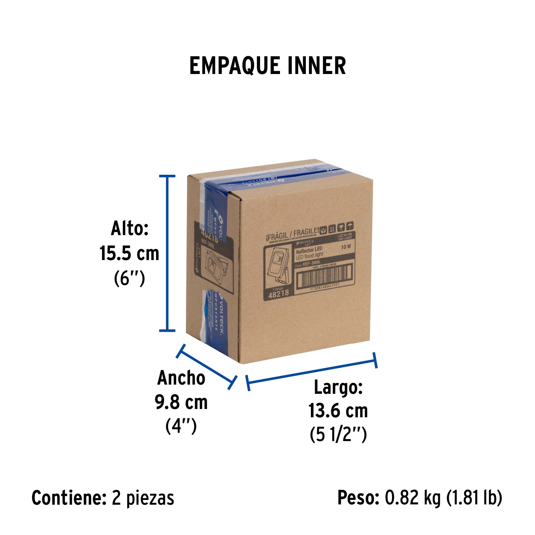 Reflector LED para exteriores 10W 6500K, VOLTECK - Empaque