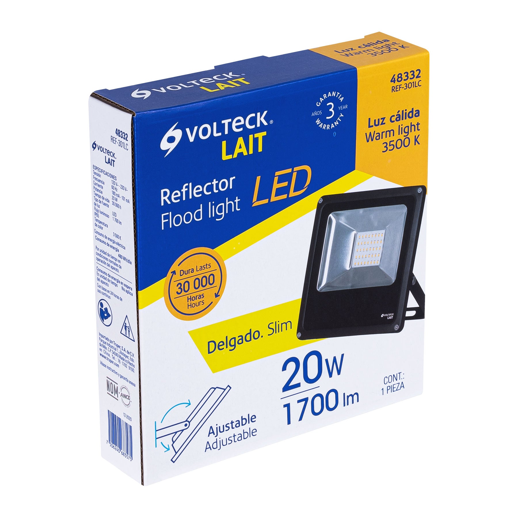 Reflector LED para exteriores 20W 3000K, VOLTECK