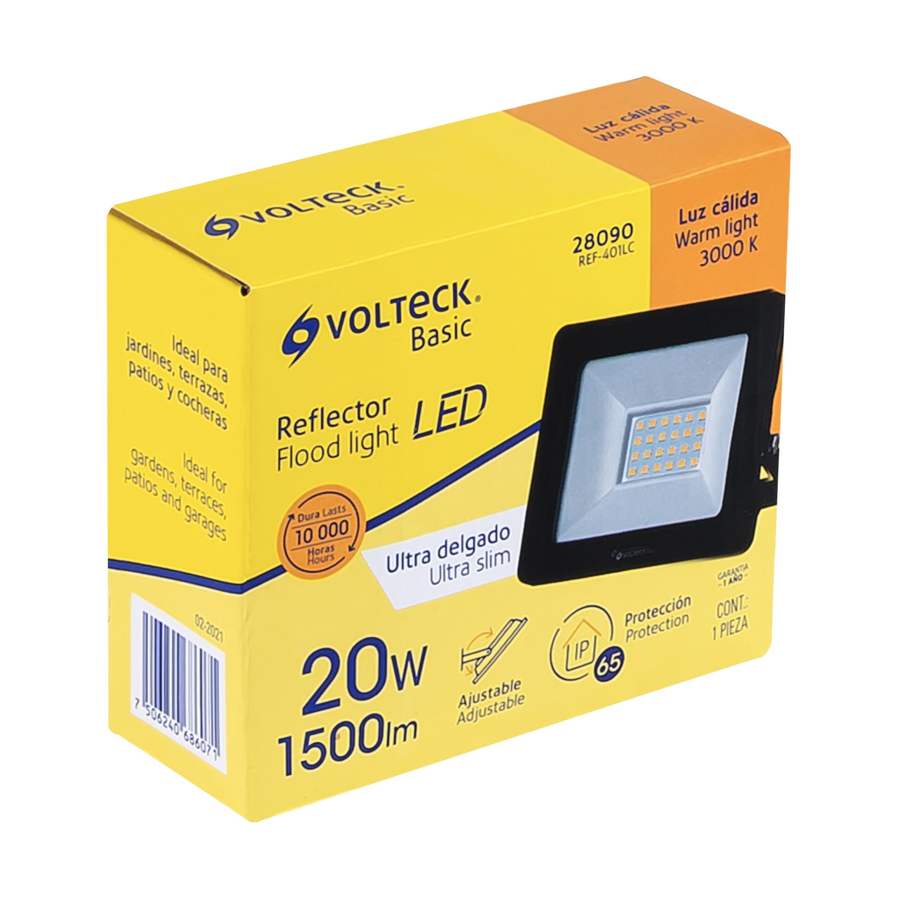 Reflector LED para exteriores 20W 3000K, VOLTECK BASIC