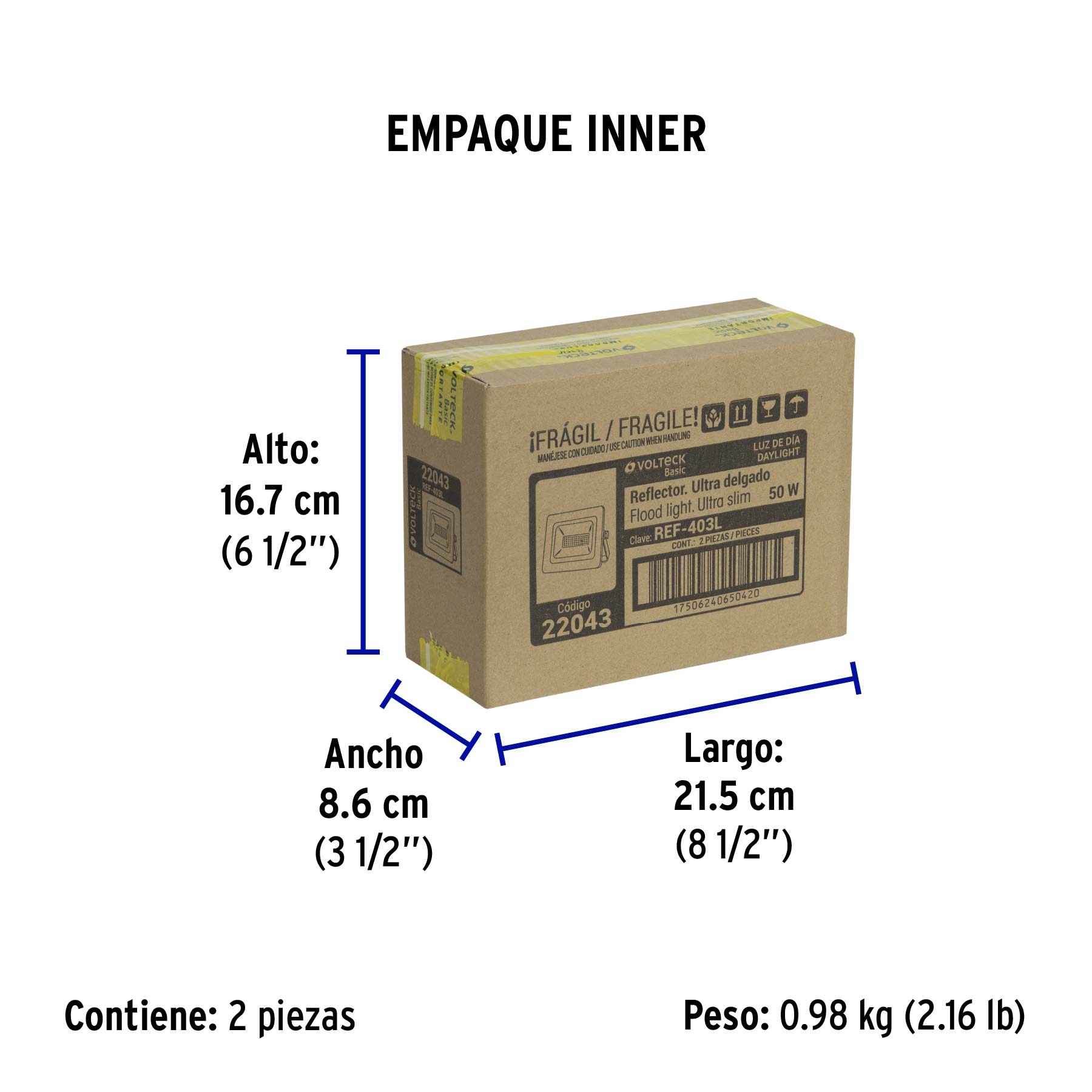 Reflector LED para exteriores 50W 6500K, VOLTECK BASIC - Empaque