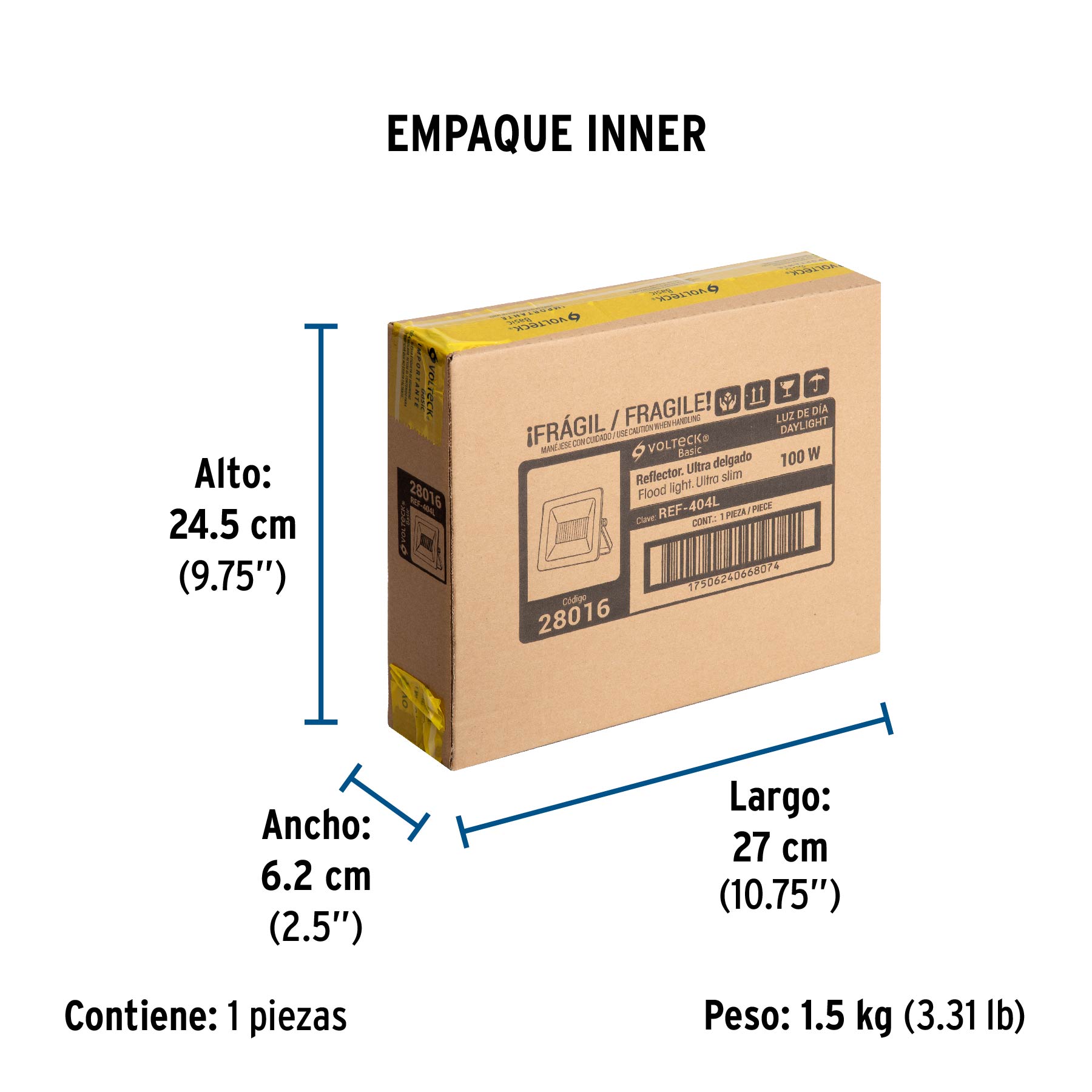 Reflector LED para exteriores 100W 6500K, VOLTECK BASIC - Empaque