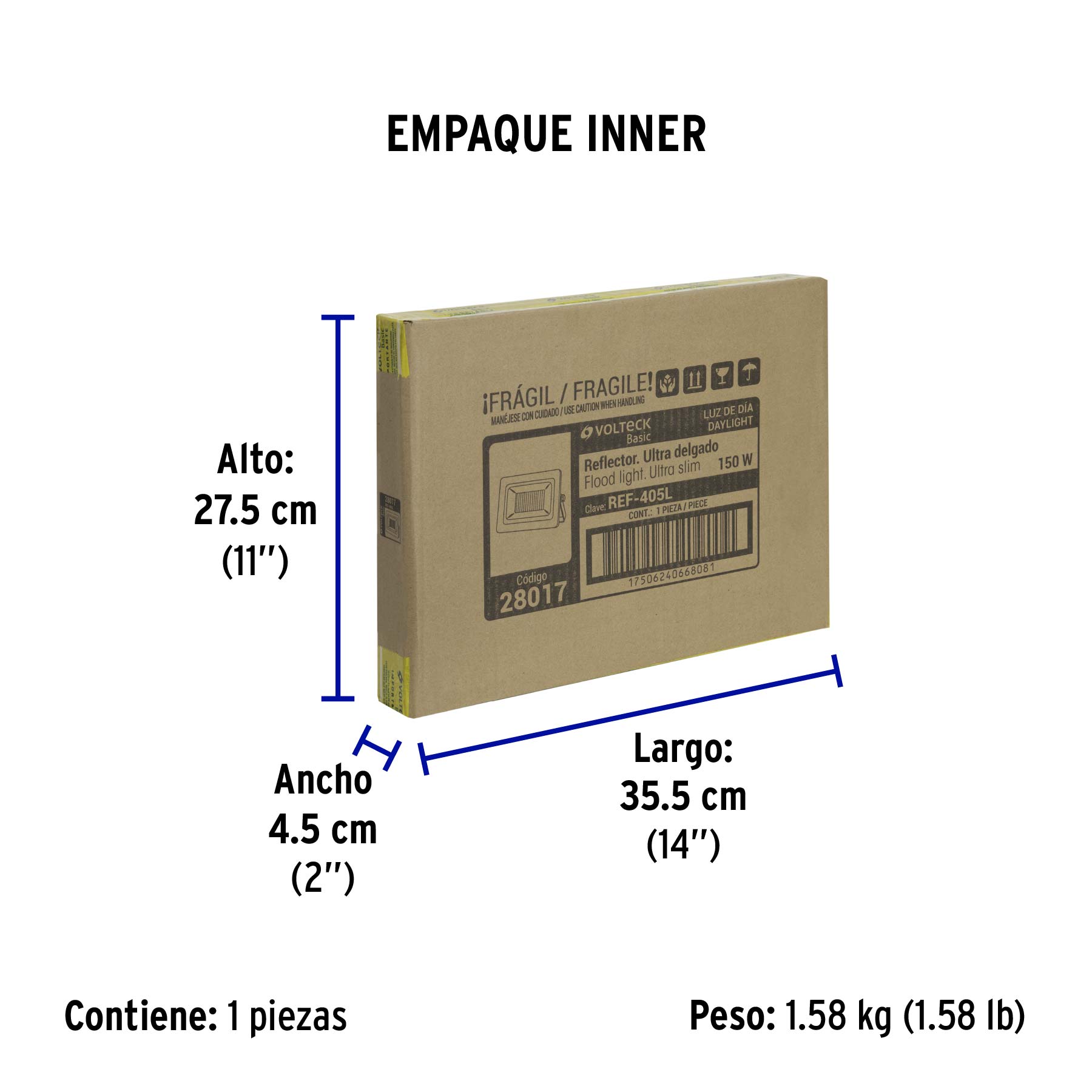 Reflector LED para exteriores 150W 6500K, VOLTECK BASIC - Empaque