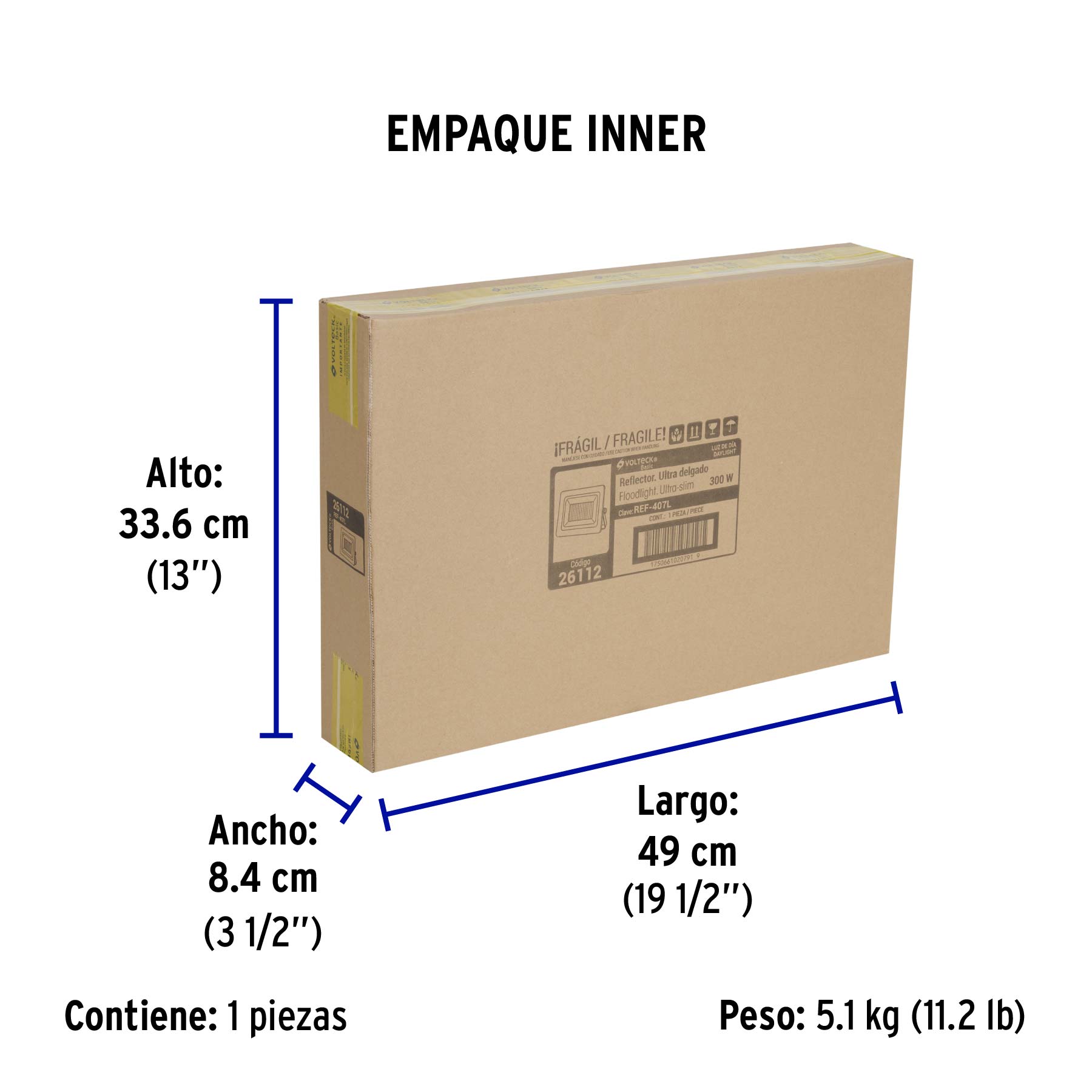 Reflector LED para exteriores 300W 6500K, VOLTECK BASIC - Empaque
