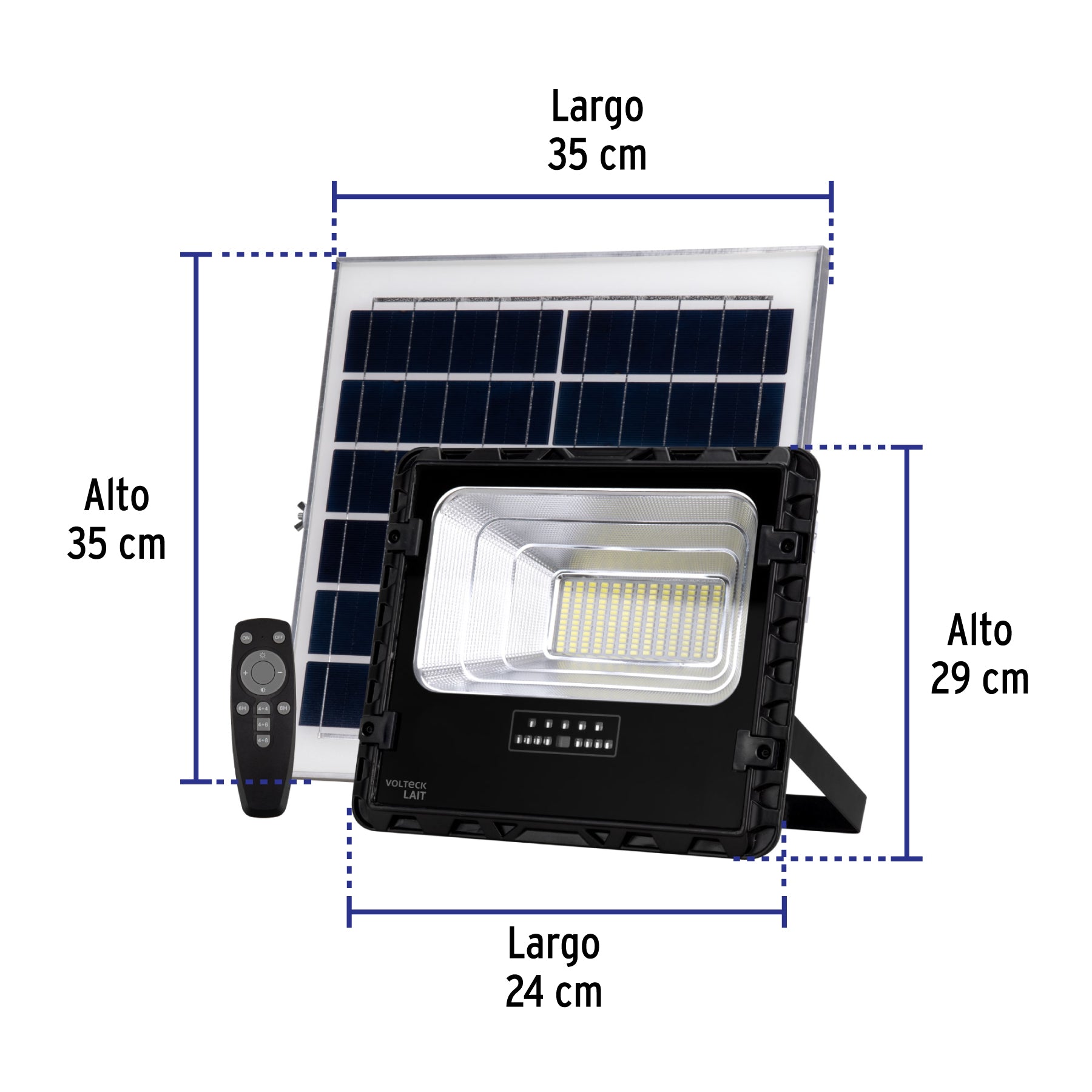 Reflector LED con panel solar 100W 6500K, VOLTECK