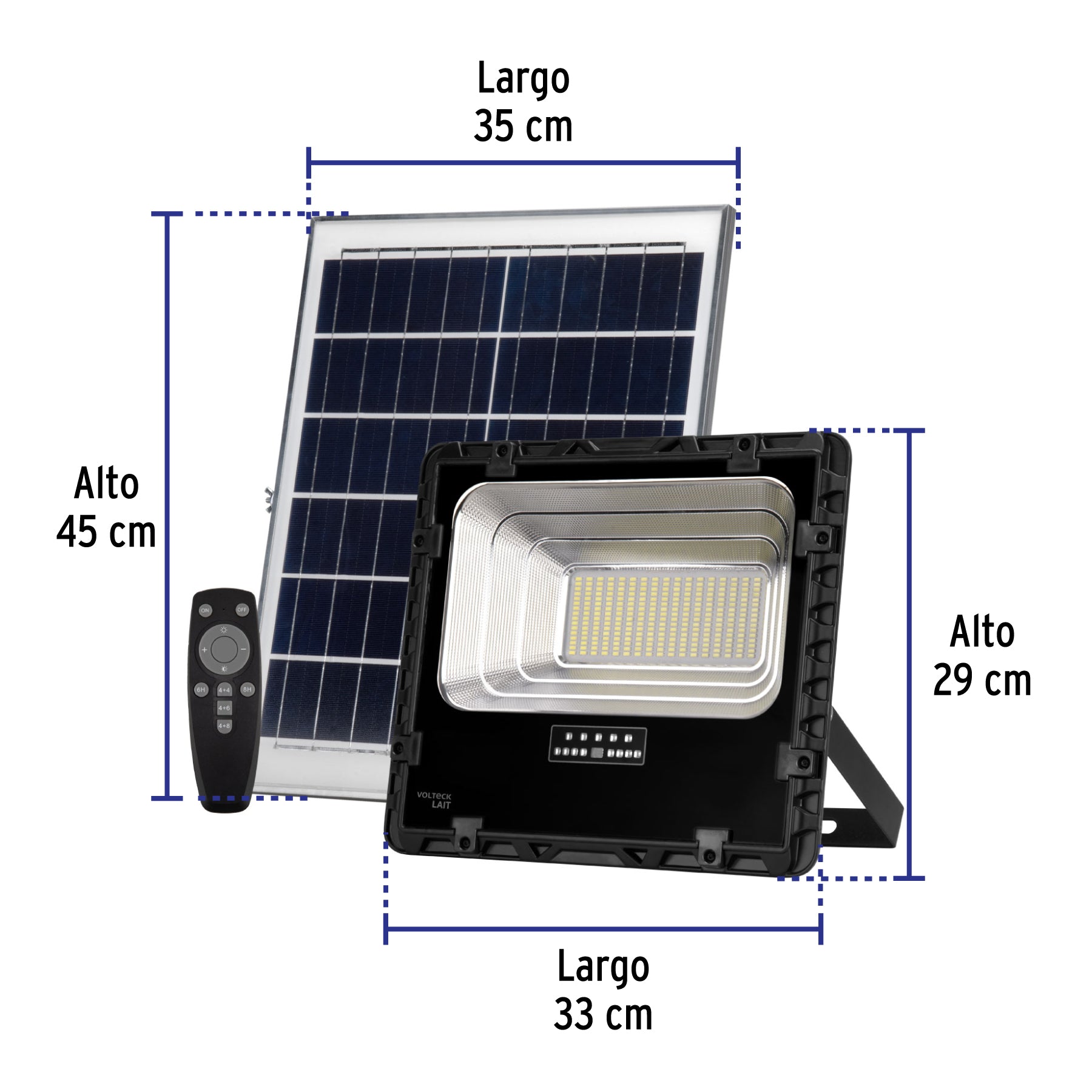 Reflector LED con panel solar 200W 6500K, VOLTECK