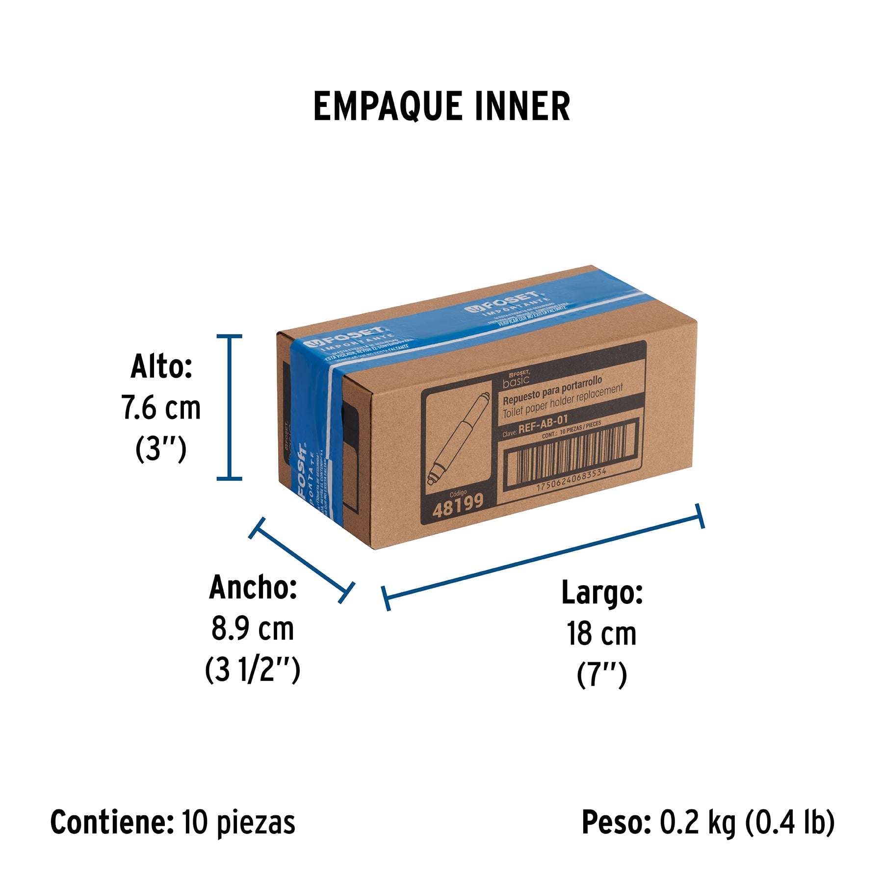 Tubo de repuesto para portarrollo, plástico, BASIC - Empaque
