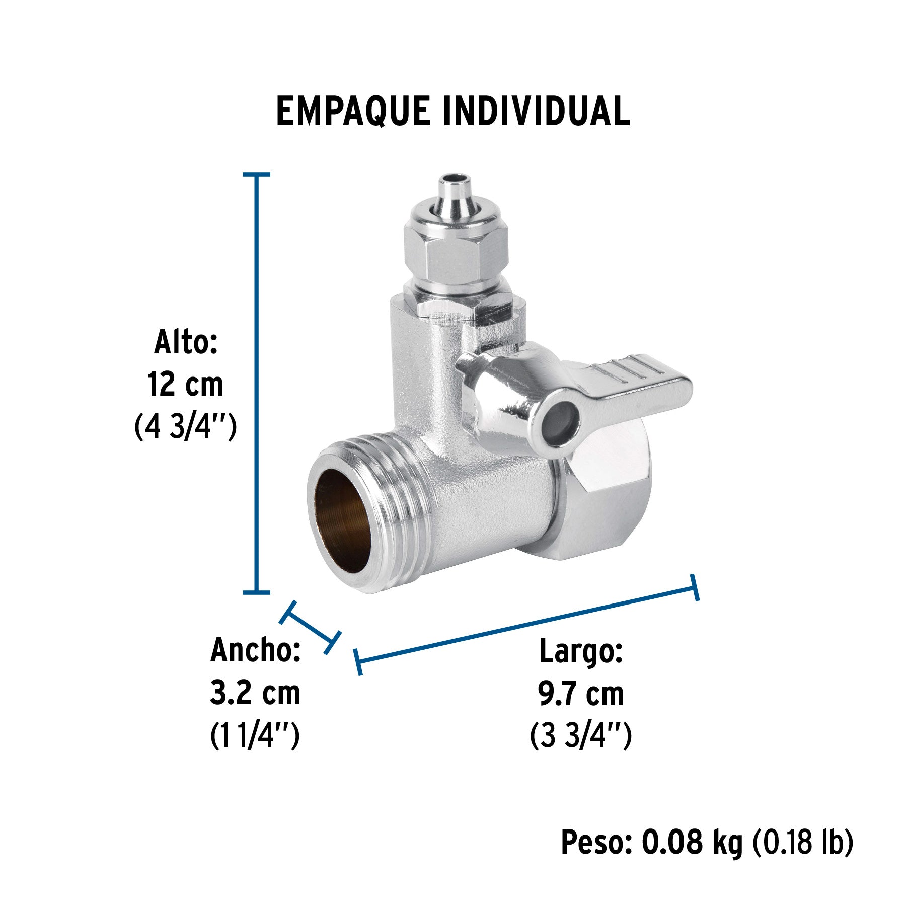 Válvula de alimentación 1/2" x 1/4" para filtro de agua - Empaque