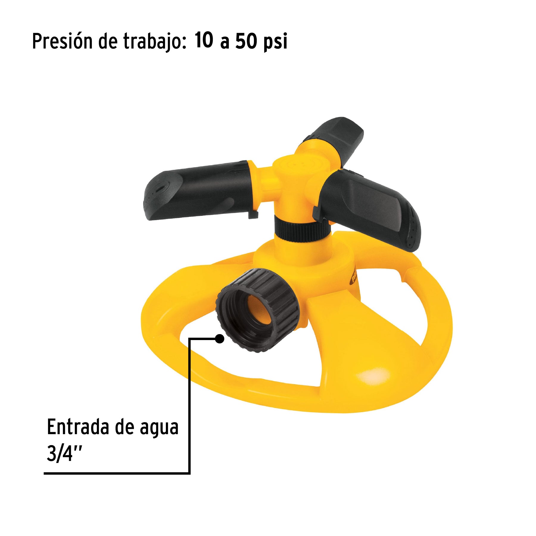 Aspersor giratorio 3 brazos, chorro fino, b/plástica, PRETUL