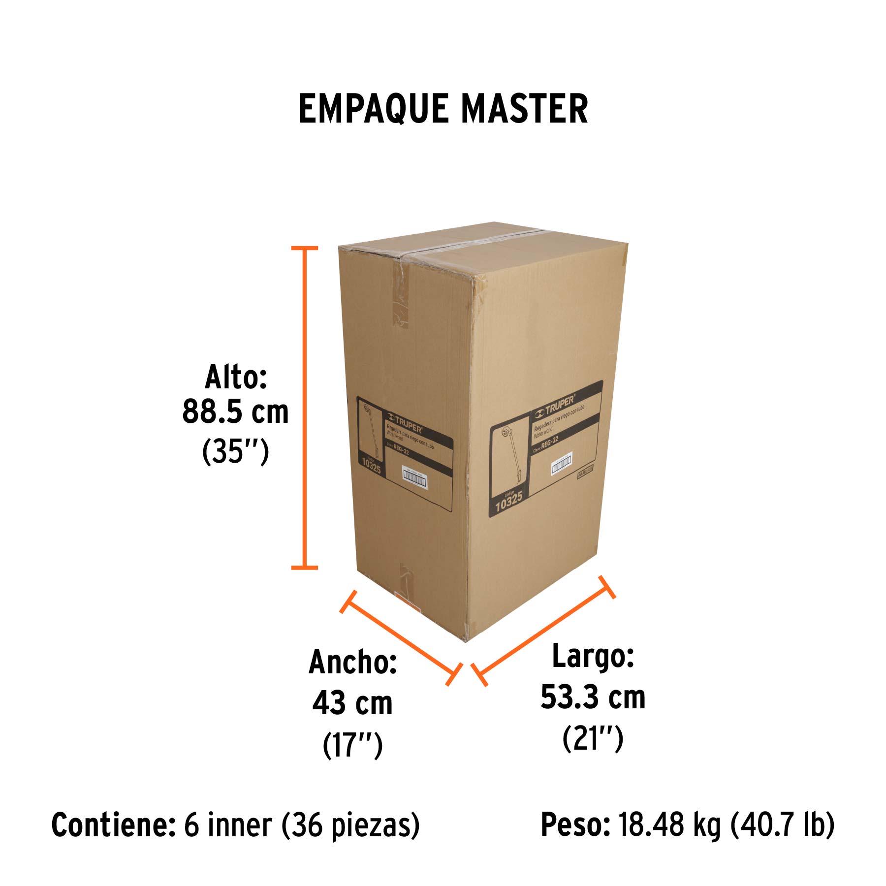 Pistola para riego tipo regadera de 32", TRUPER - Empaque