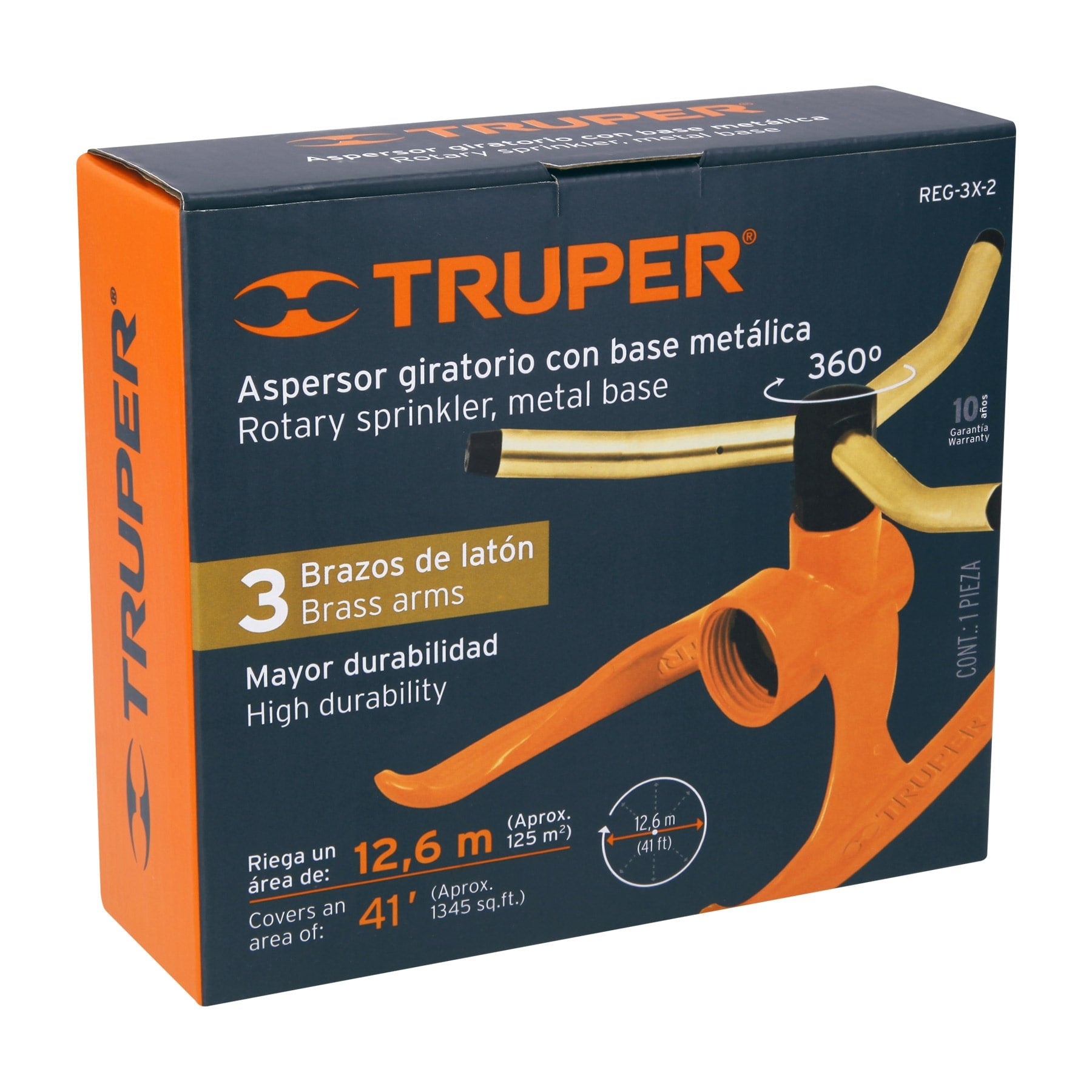 Aspersor b/metálica giratorio 3 brazos de latón, TRUPER