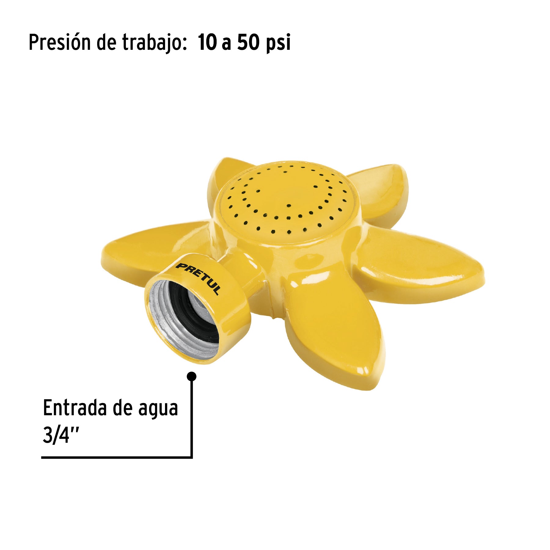 Aspersor base metálica circular, tipo flor, PRETUL