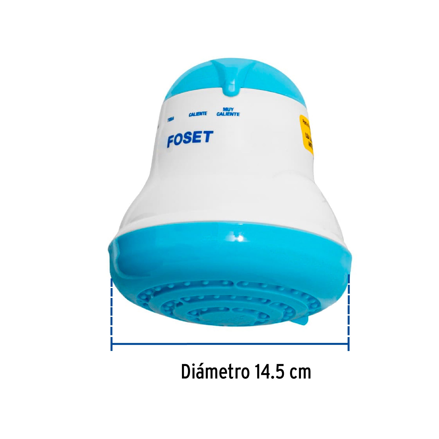 Regadera eléctrica, 4 temperaturas, 14.5cm, azul, FOSET