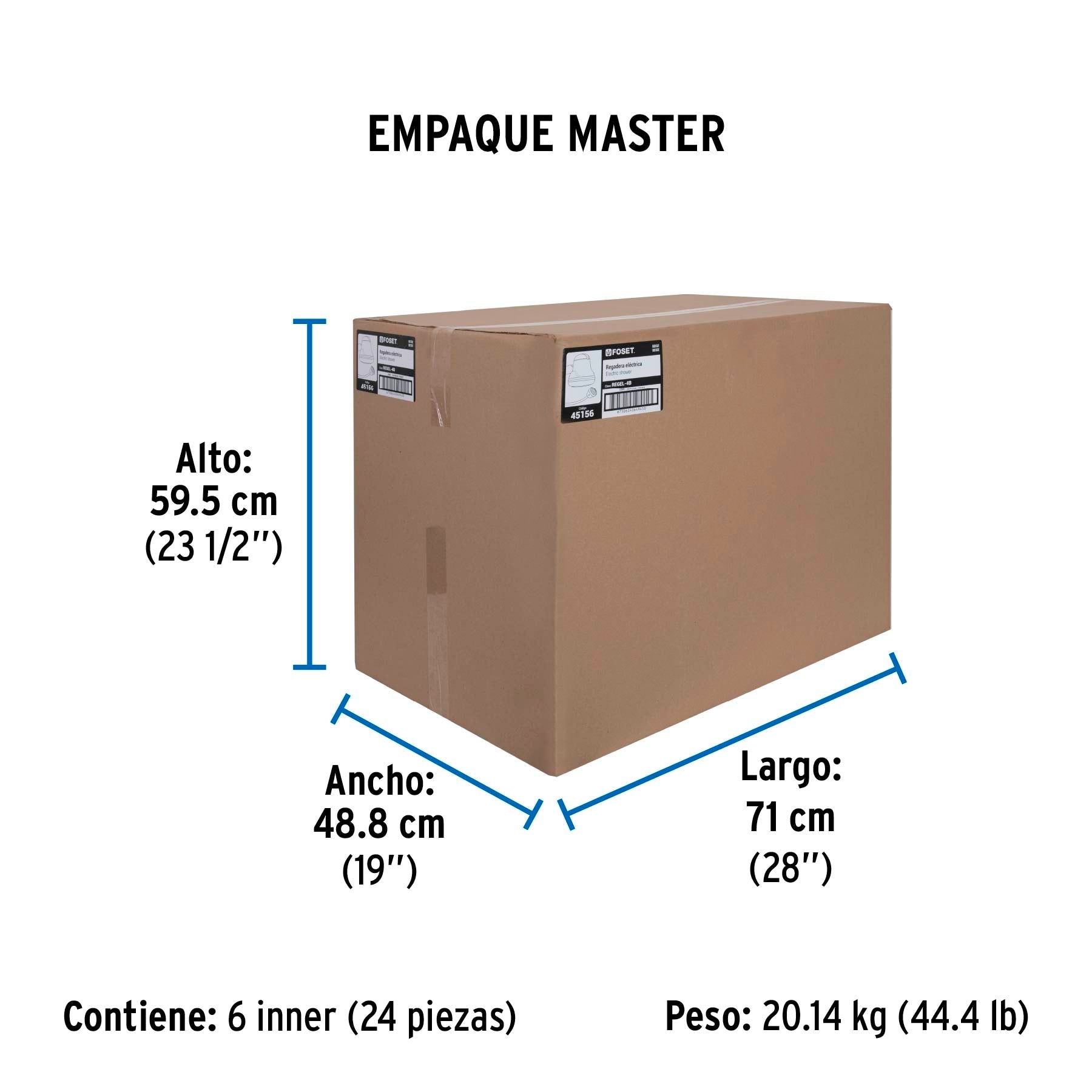 Regadera eléctrica, 4 temperaturas, 14.5cm, beige, FOSET - Empaque