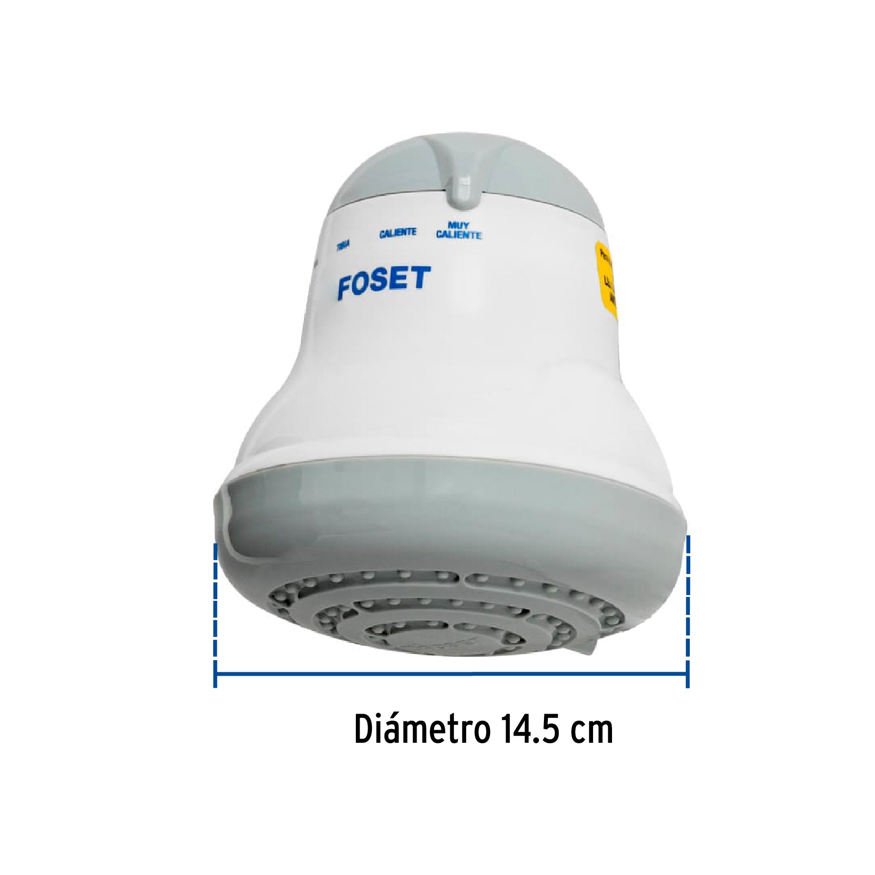 Regadera eléctrica, 4 temperaturas, 14.5cm, gris, FOSET