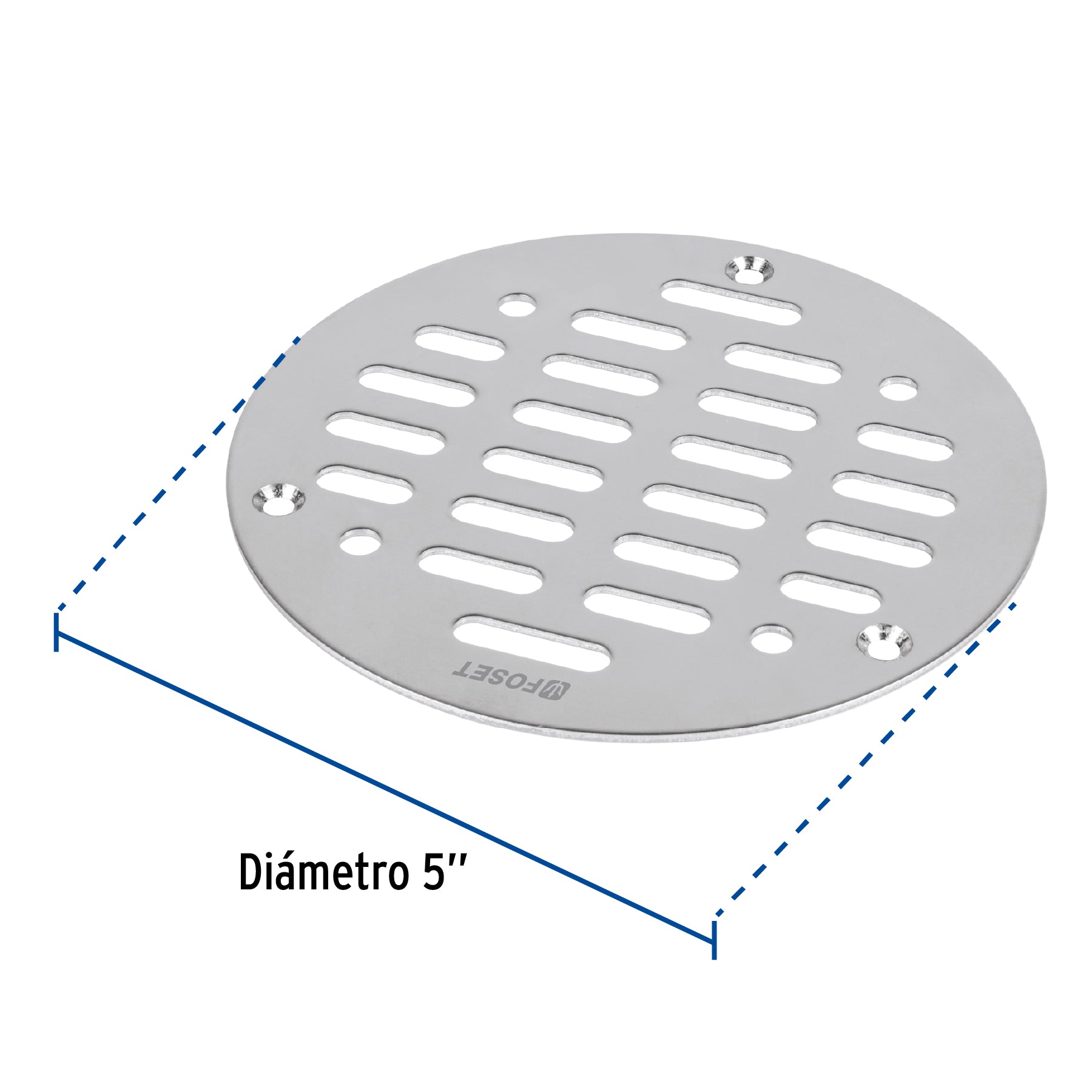 Rejilla de acero inoxidable 5", cierre con tornillos, FOSET