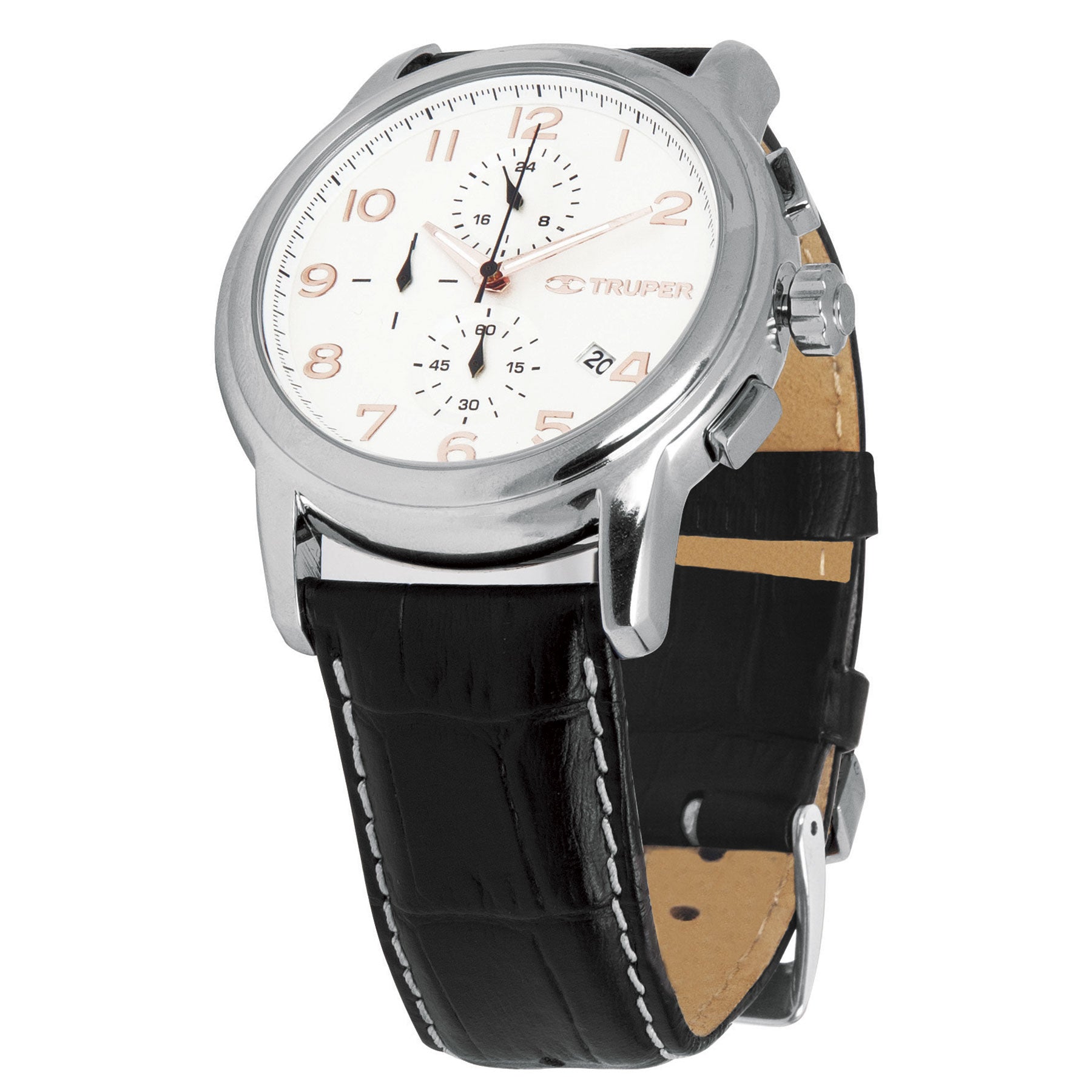 Reloj para caballero, correa de piel, TRUPER