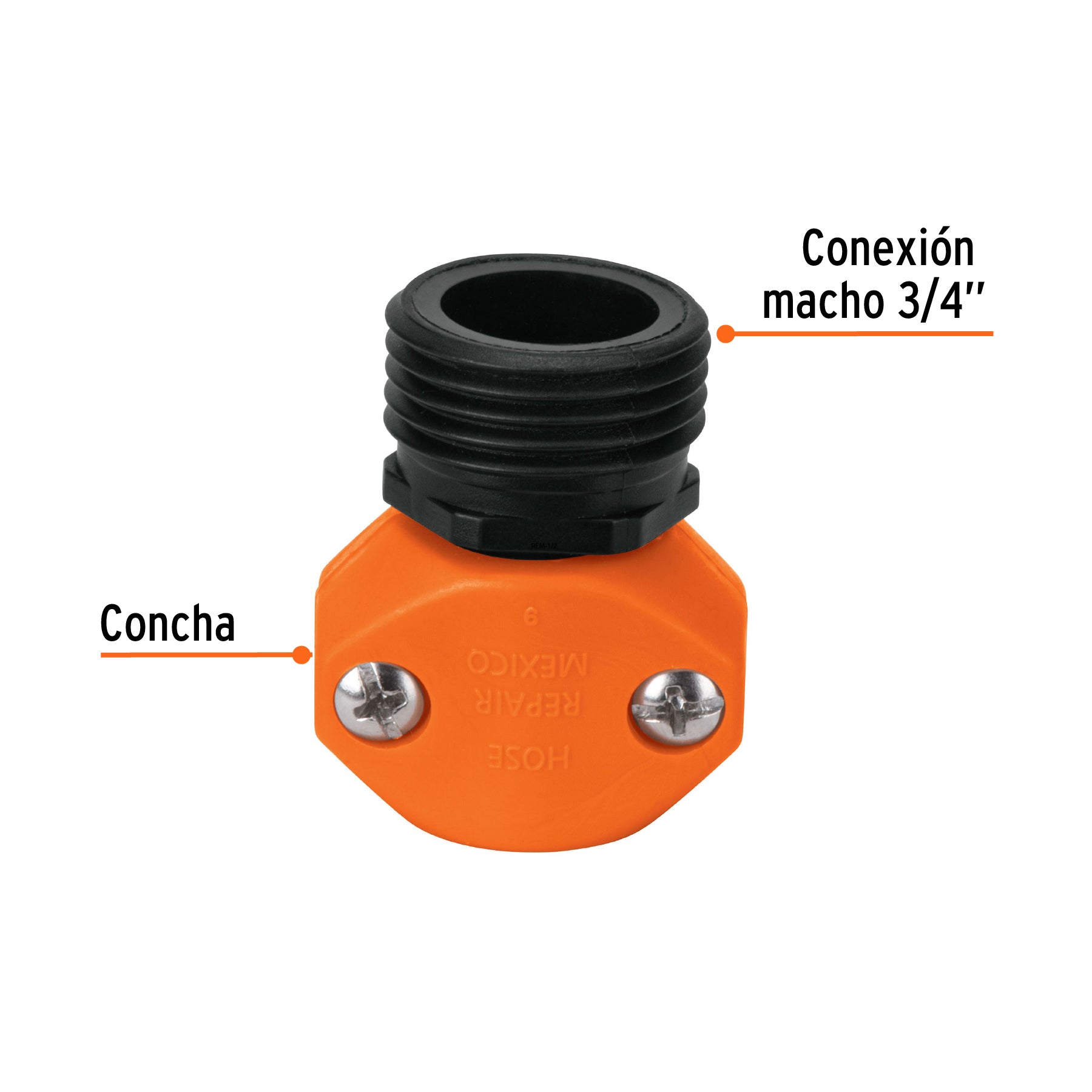 Conector 1/2" macho de ABS para manguera, TRUPER