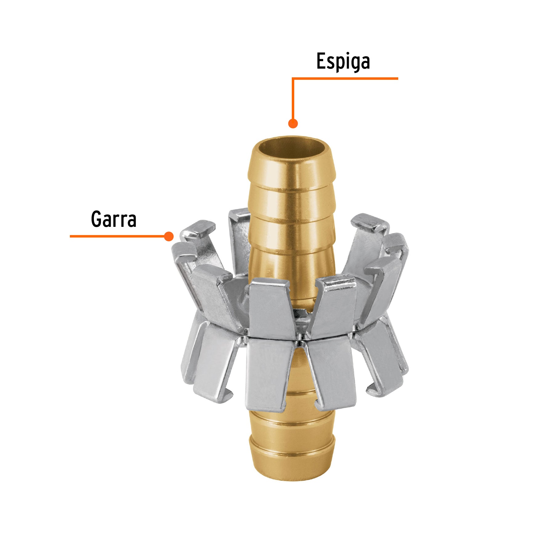 Reparador de aluminio 1/2", tipo garra para manguera